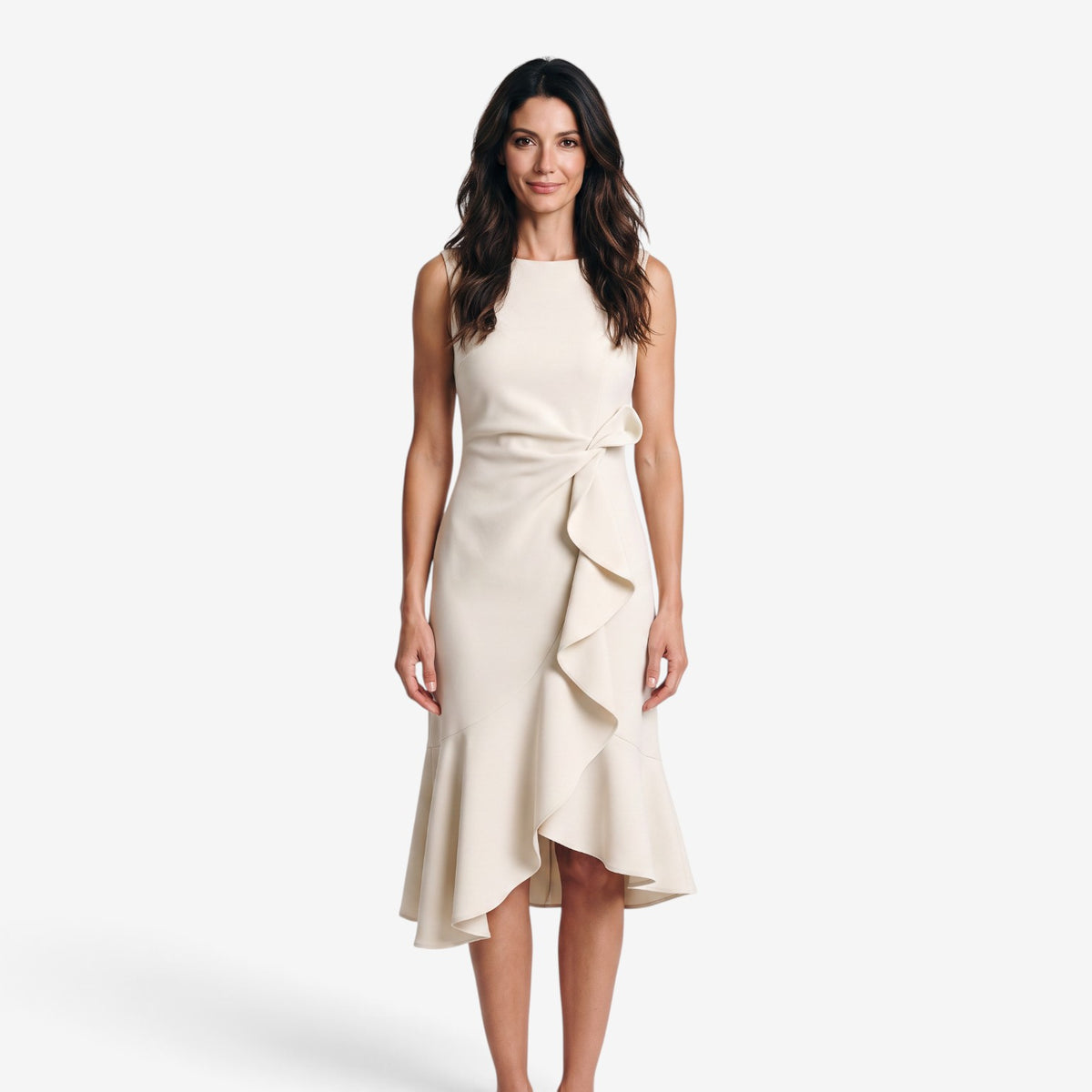 Vestido Midi con Nudo en la Cintura para Mujer