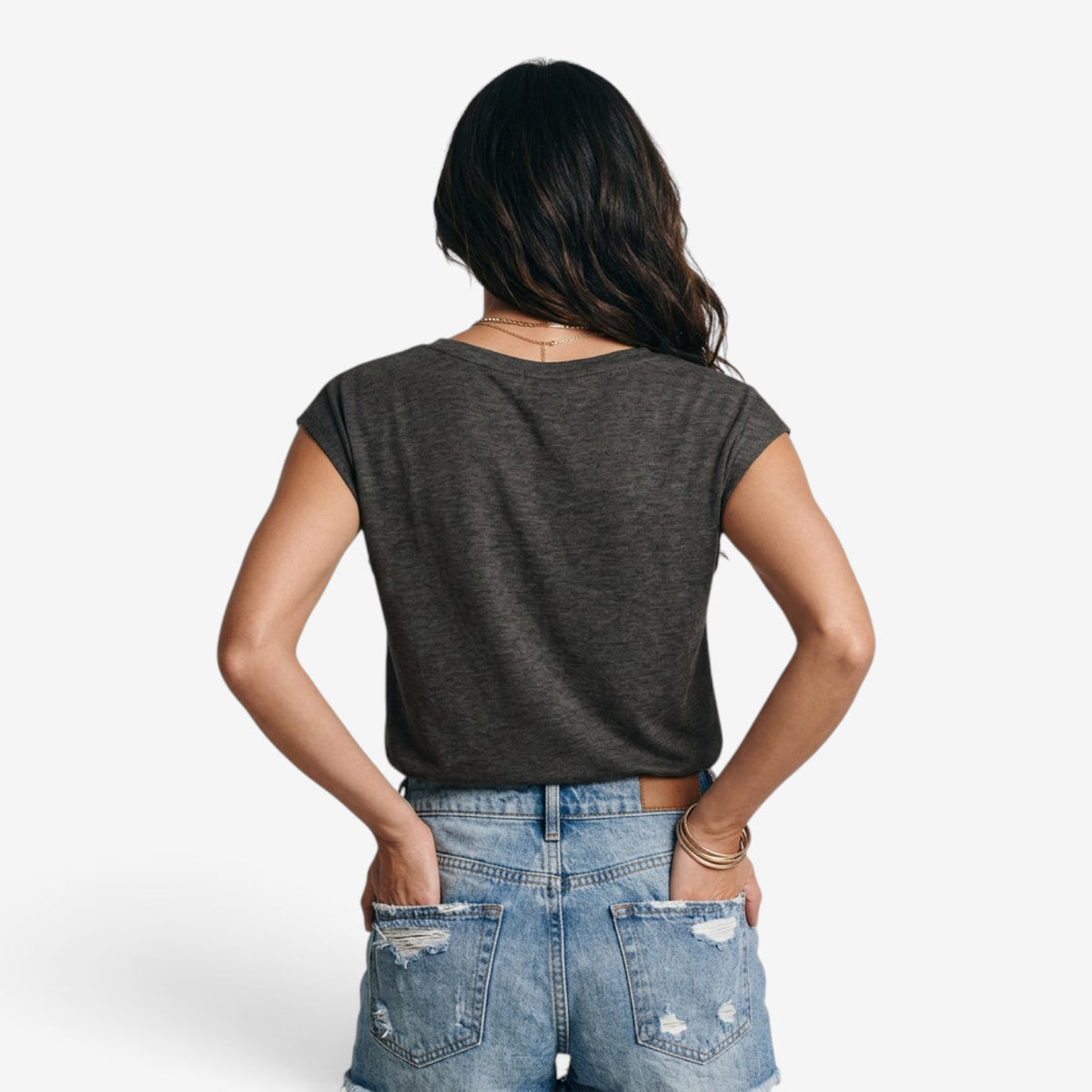Camiseta Holgada con Cuello en V para Mujer