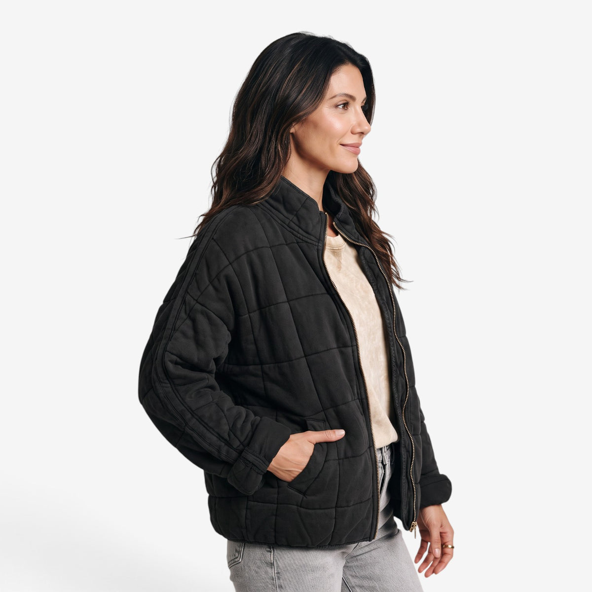 Chaqueta Acolchada con Cremallera para Mujer