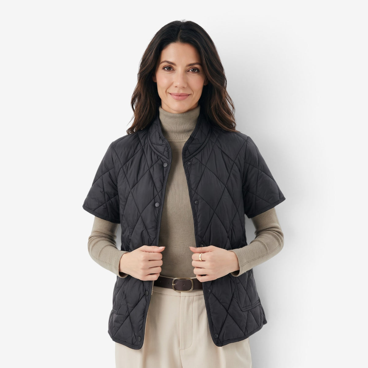 Chaqueta Acolchada de Manga Corta para Mujer