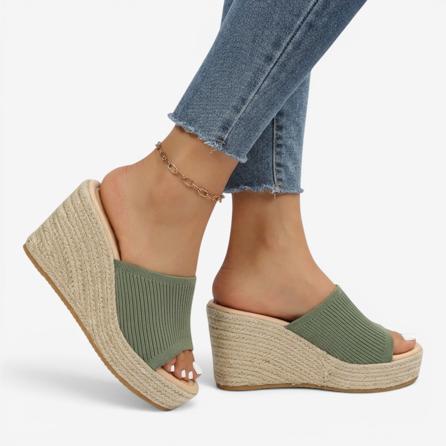 Sandalias de Cuña Peep Toe Mujer