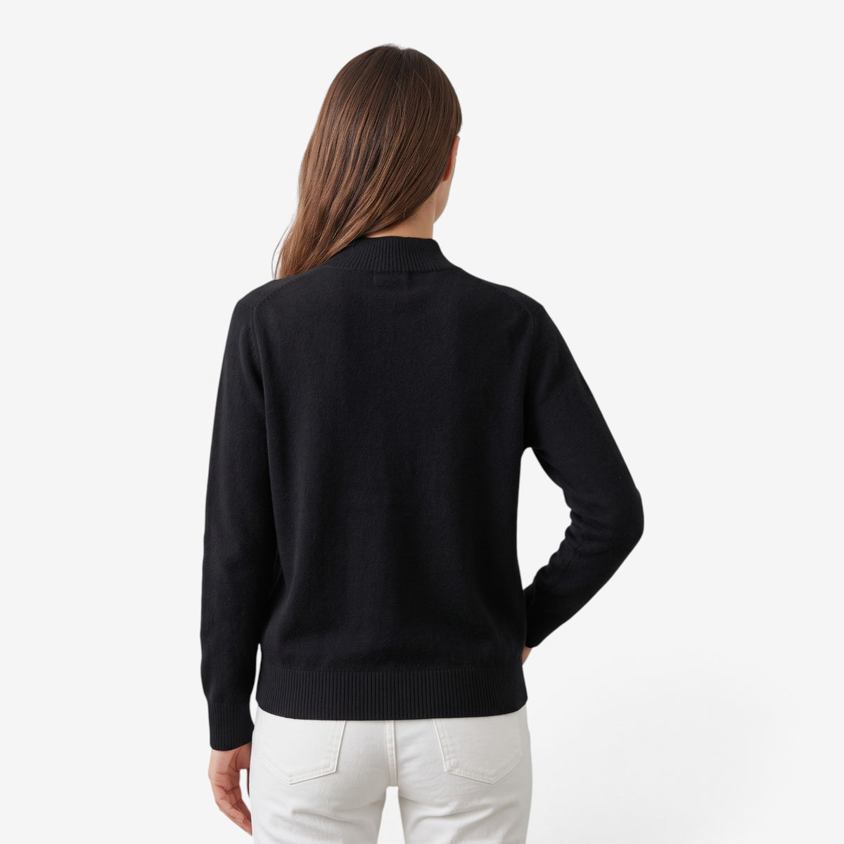 Jersey de Punto Liso con Cuello Alto para Mujer