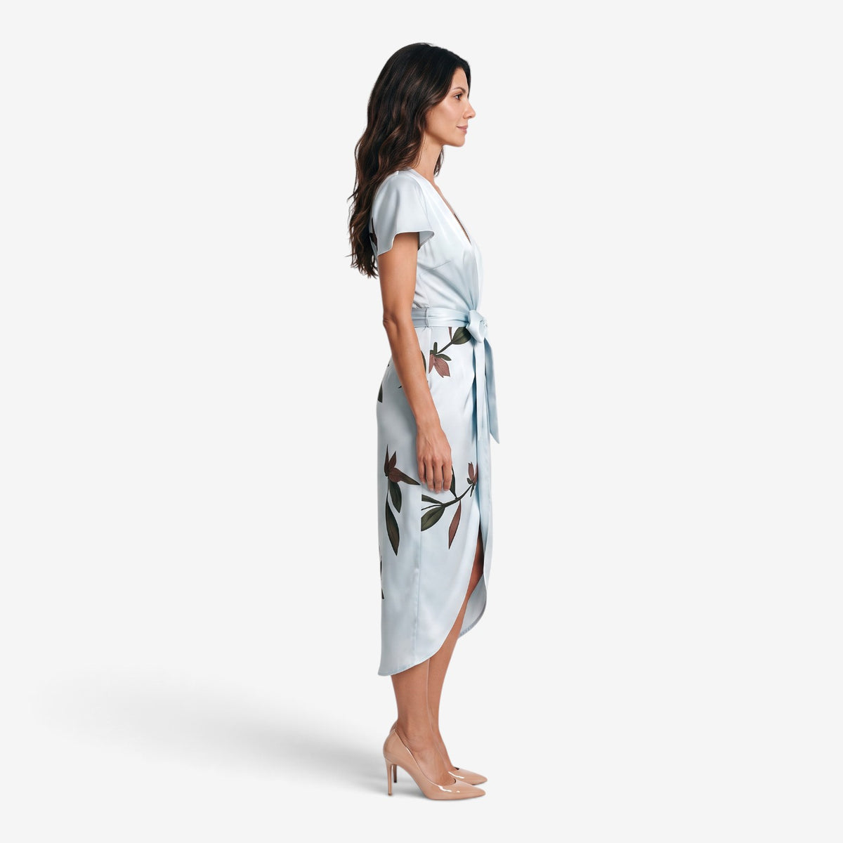 Vestido Midi Cruzado con Estampado Floral para Mujer