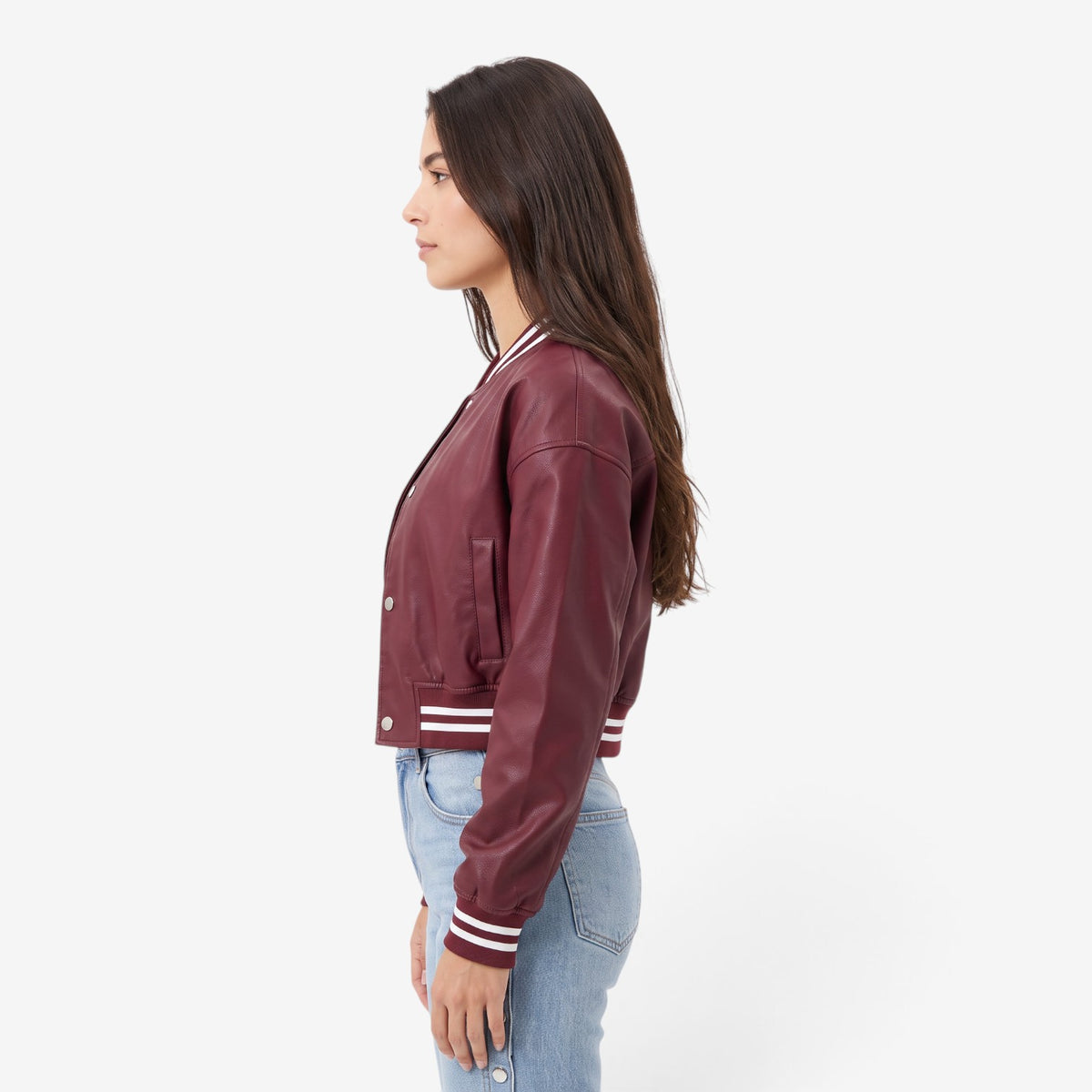 Chaqueta Bomber Efecto Piel para Mujer