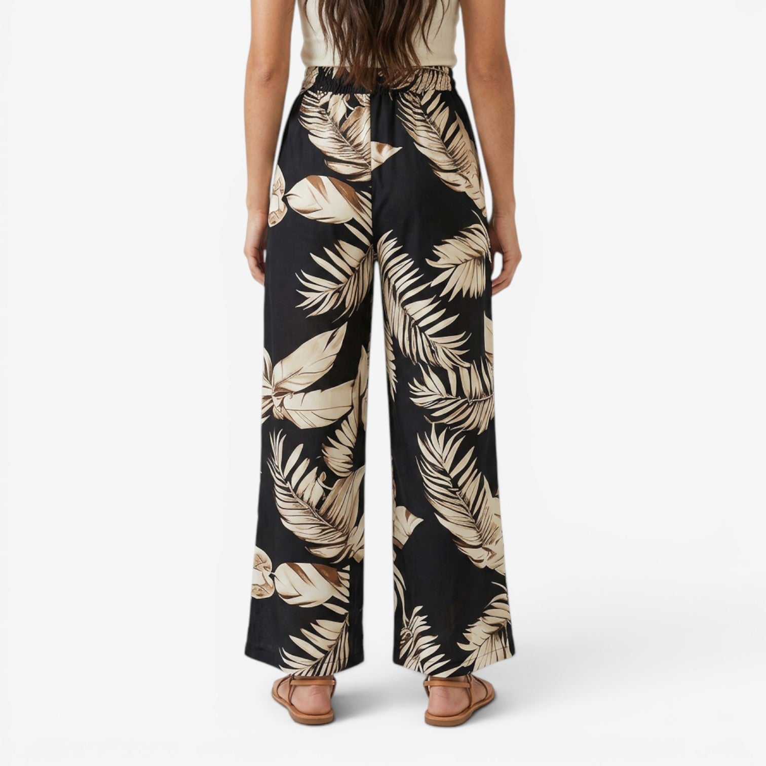 Pantalón Bohemio con Estampado de Hojas para Mujer