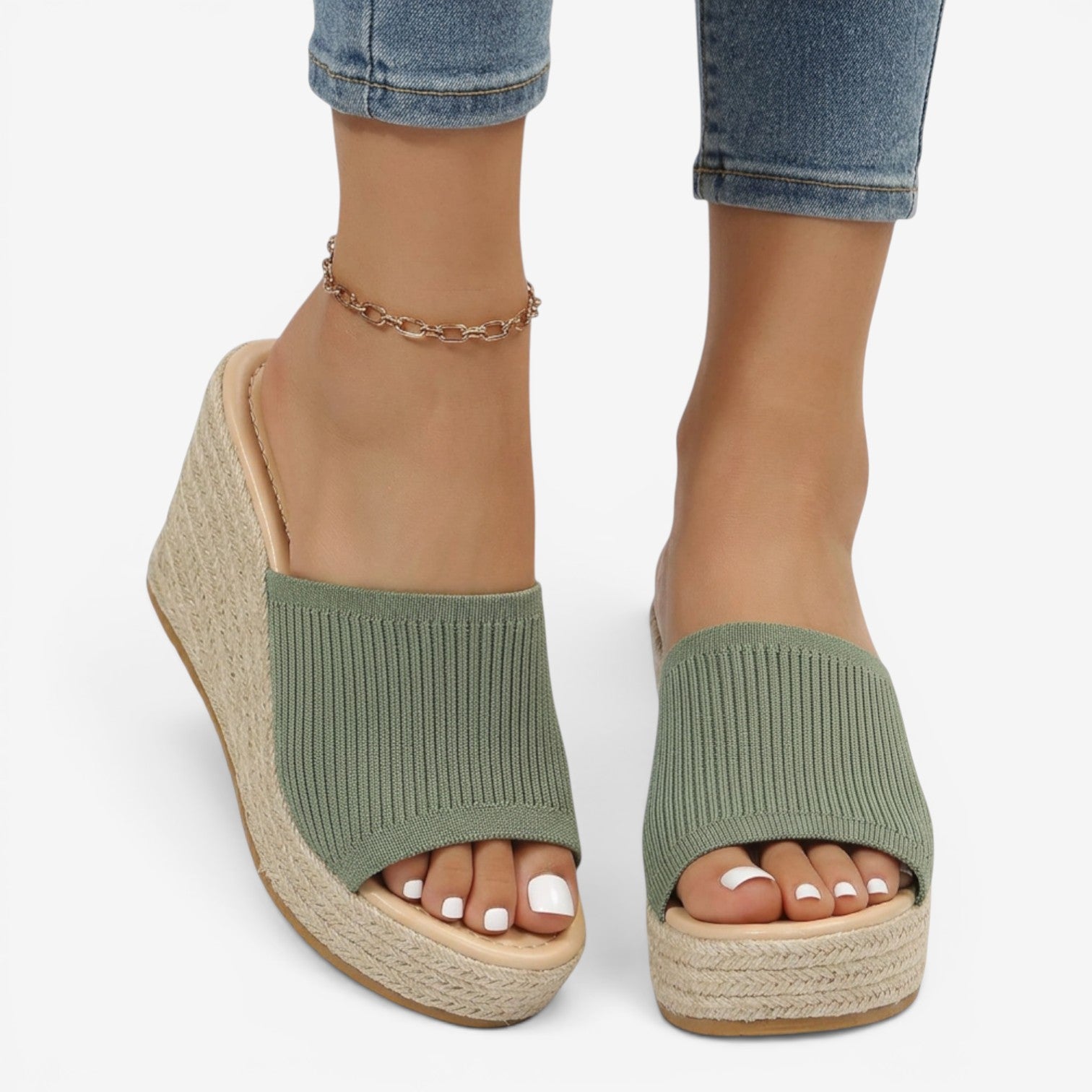 Sandalias de Cuña Peep Toe Mujer