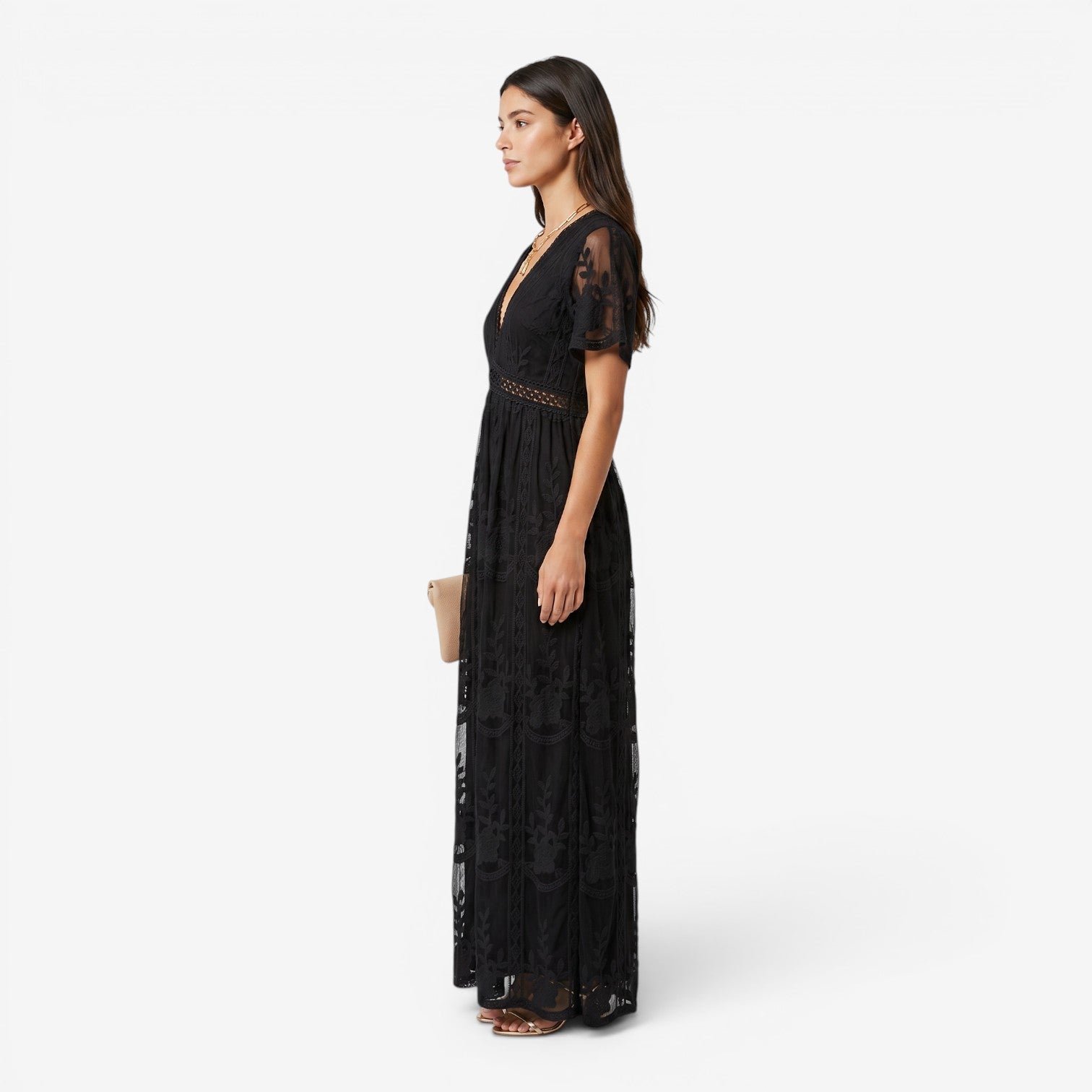 Vestido de Chifón con Encaje