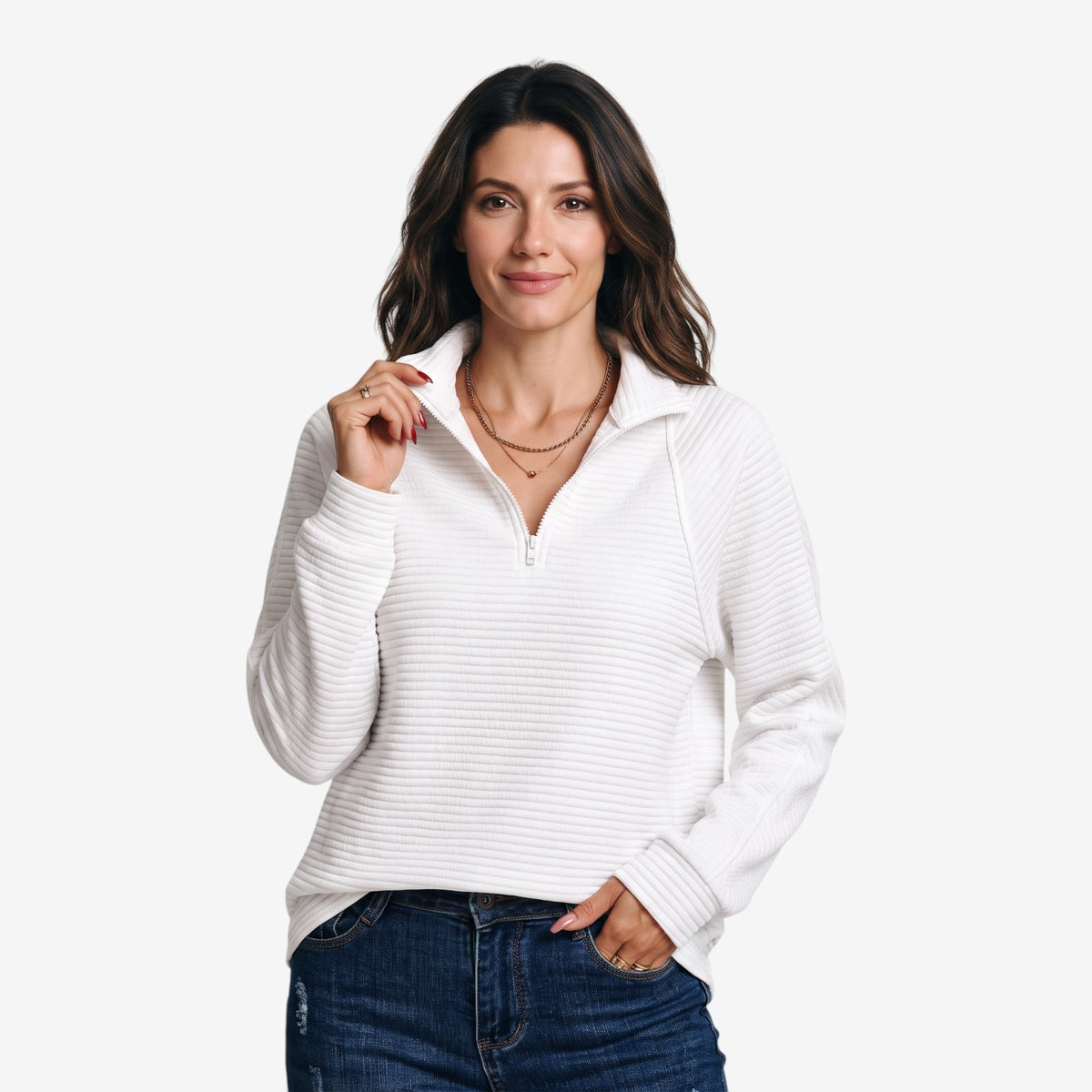 Sudadera con Cuello Alto y Cremallera