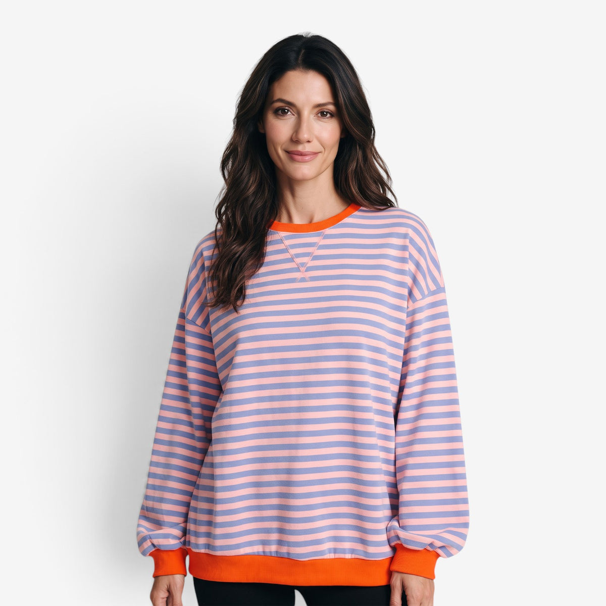 Sudadera a Rayas con Detalles en Contraste para Mujer