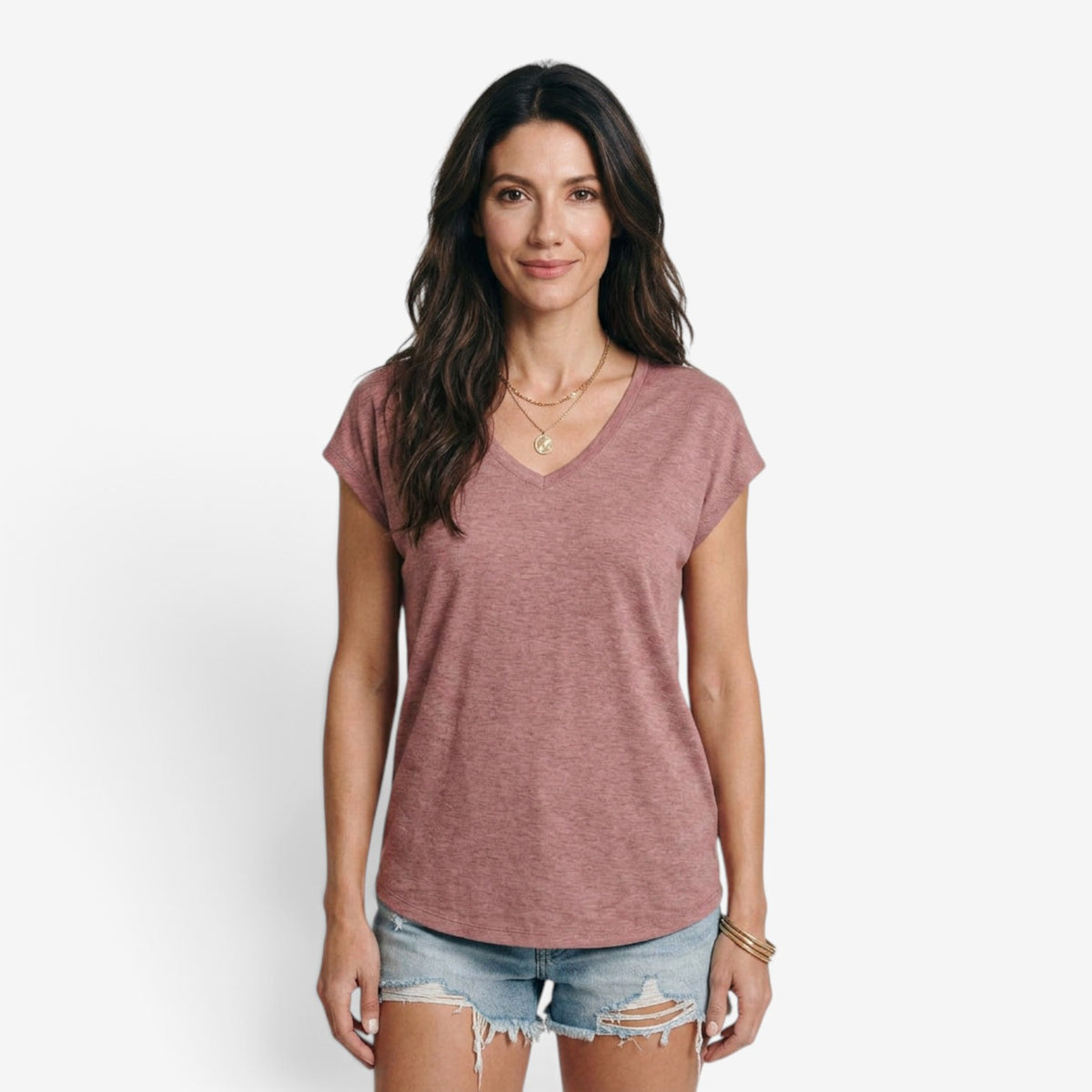 Camiseta Holgada con Cuello en V para Mujer