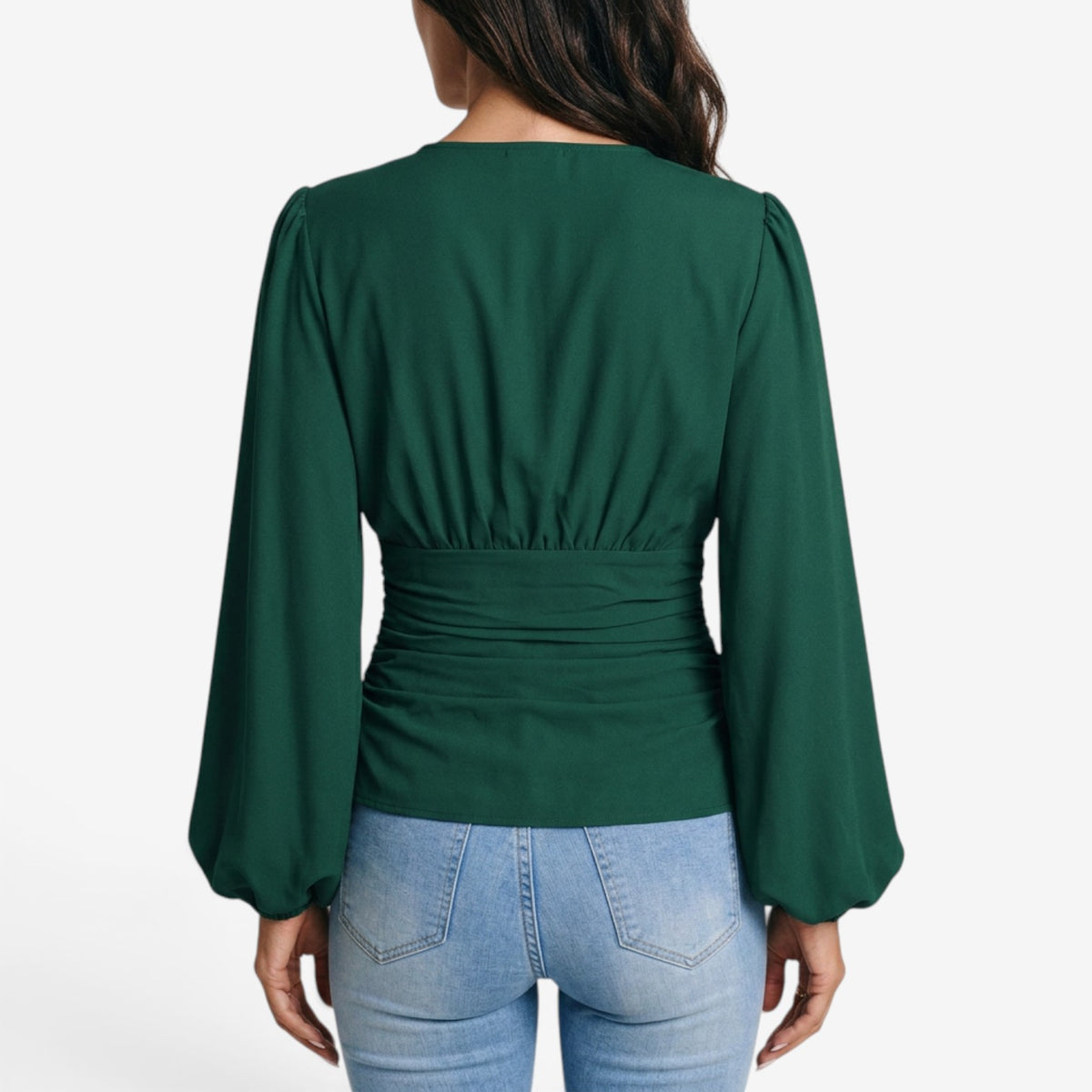 Blusa Cruzada con Cintura Fruncida para Mujer