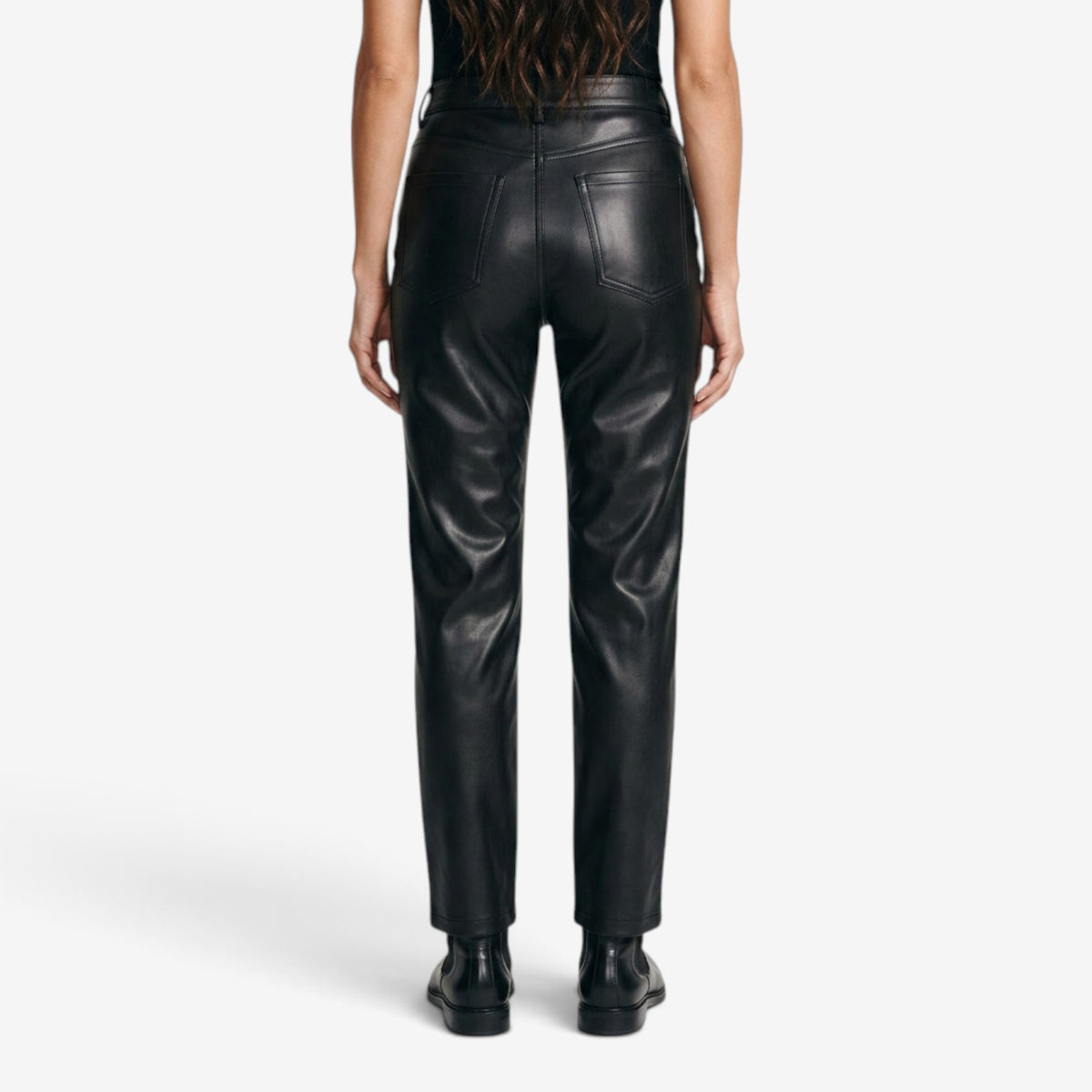 Pantalón Recto de Cuero para Mujer
