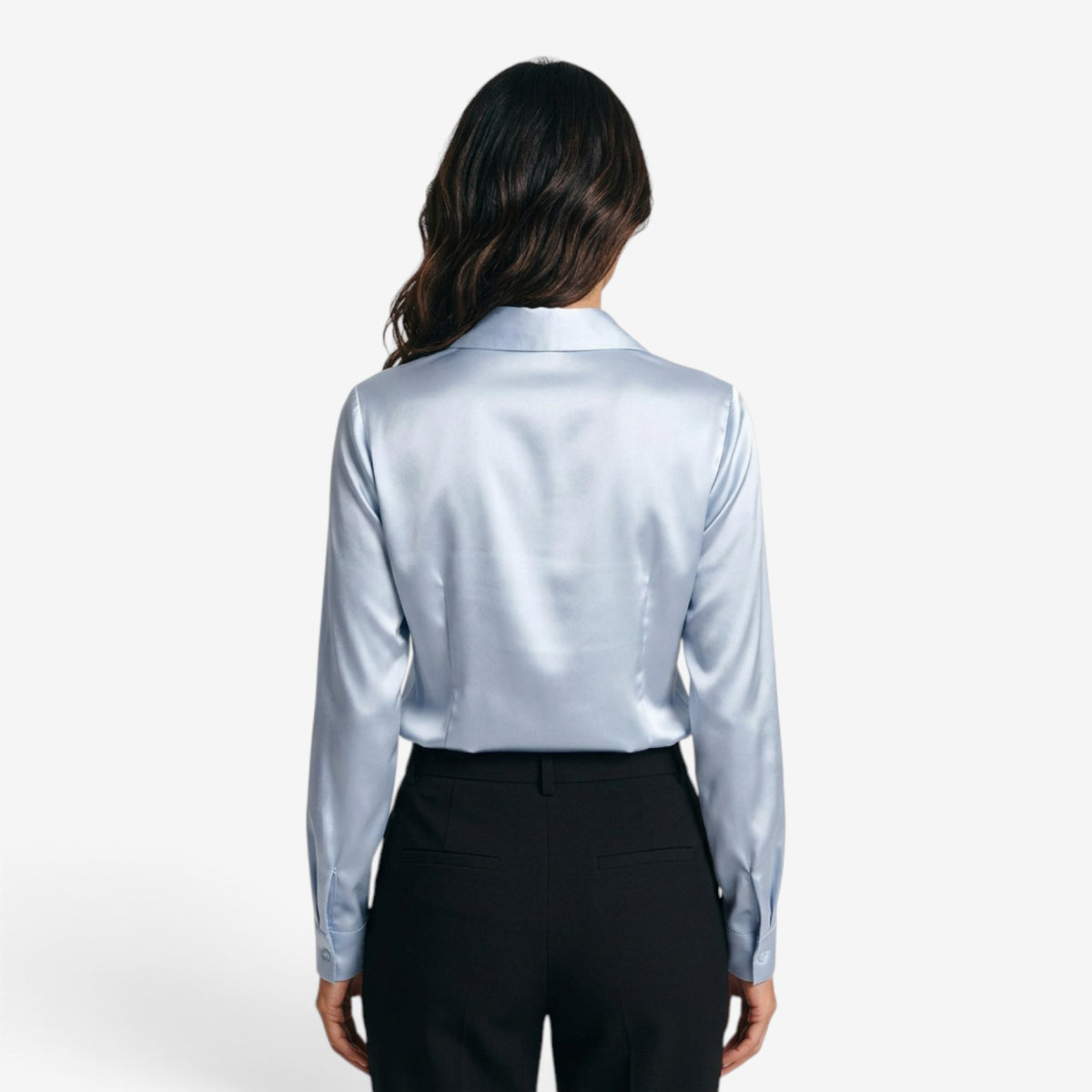 Blusa Satinada con Cuello Drapeado para Mujer