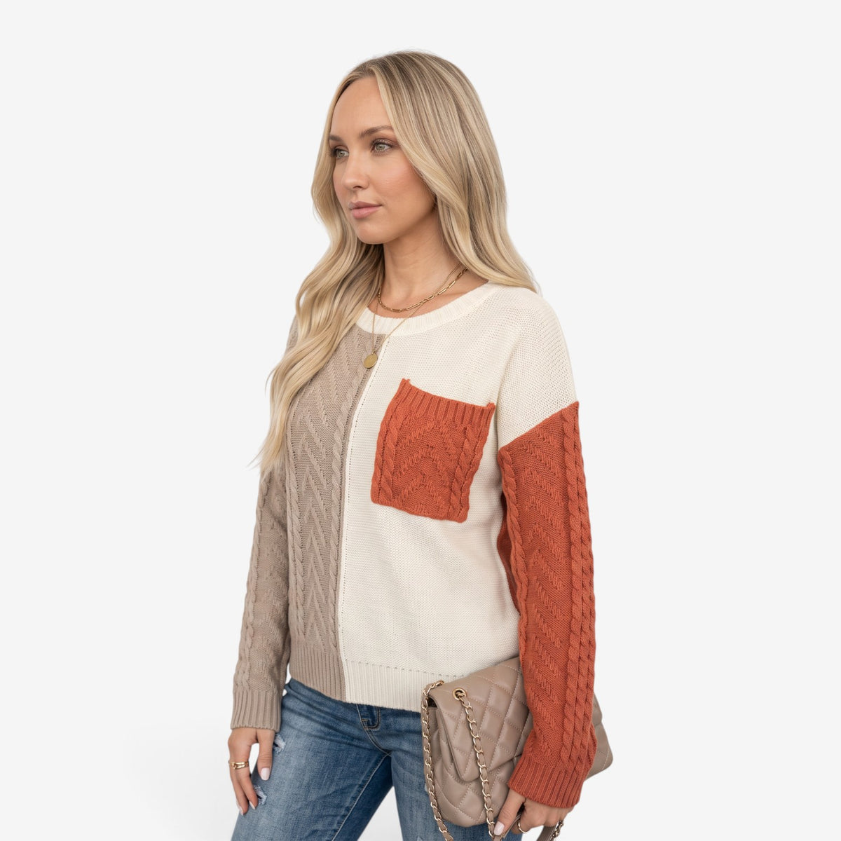 Jersey de Punto con Bloques para Mujer