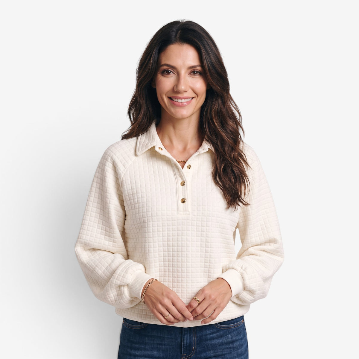 Jersey Texturizado con Cuello Polo para Mujer