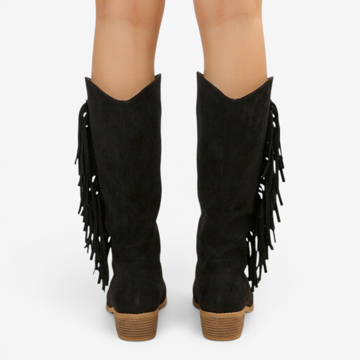 Botas Altas Efecto Ante con Flecos