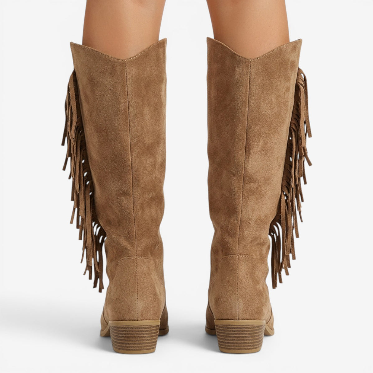 Botas Altas Efecto Ante con Flecos