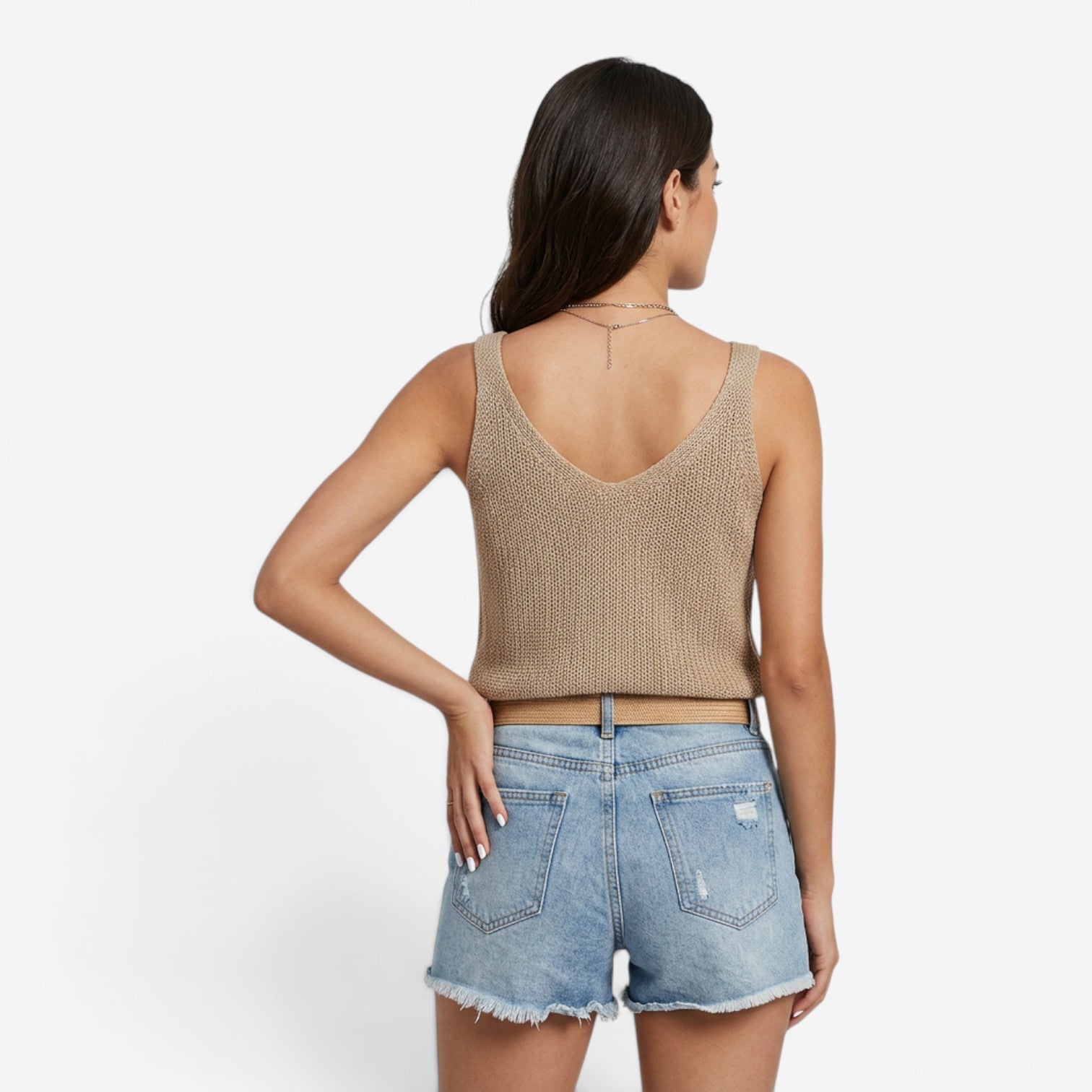 Chaleco de Punto con Cuello V para Mujer