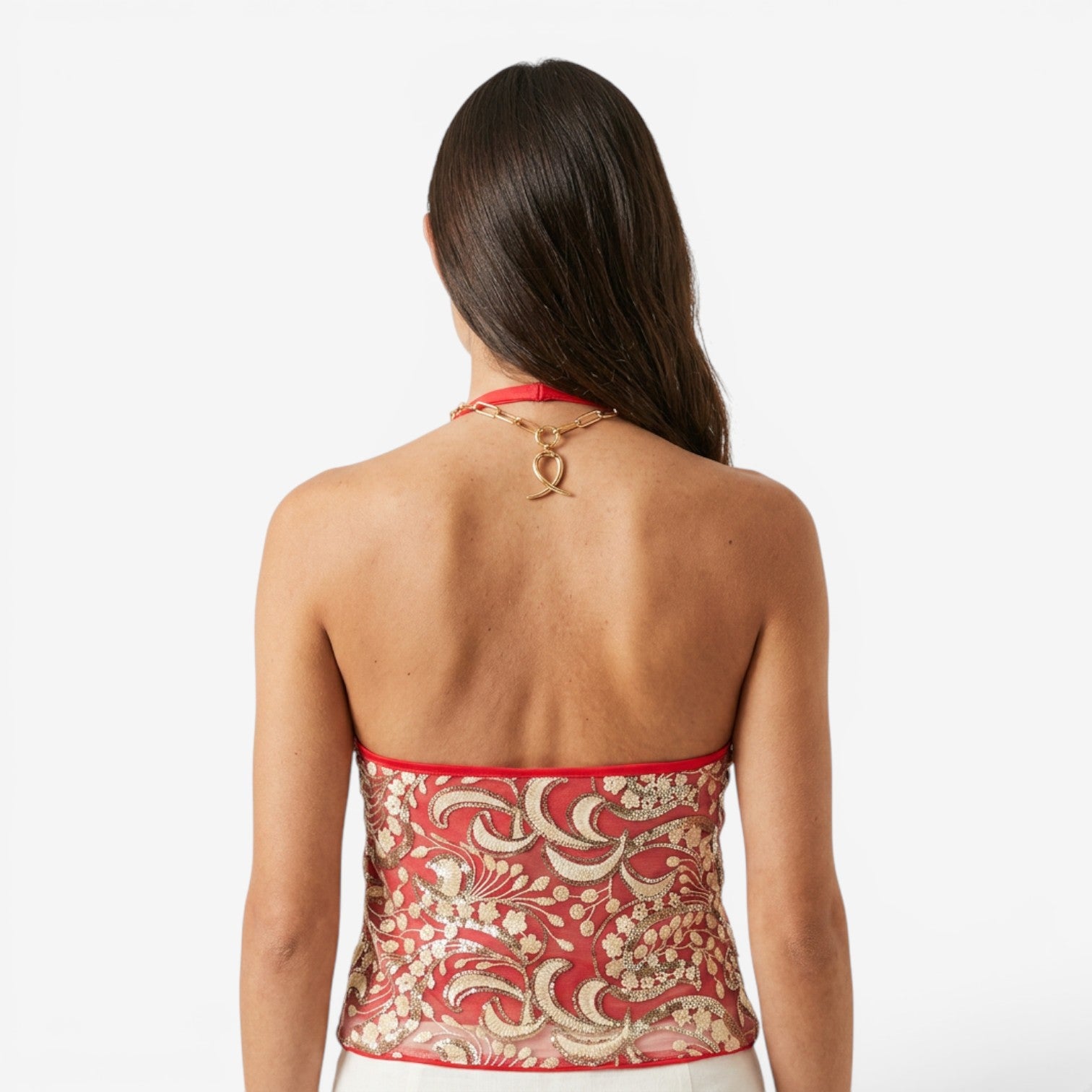 Top Halter con Lentejuelas Brillantes
