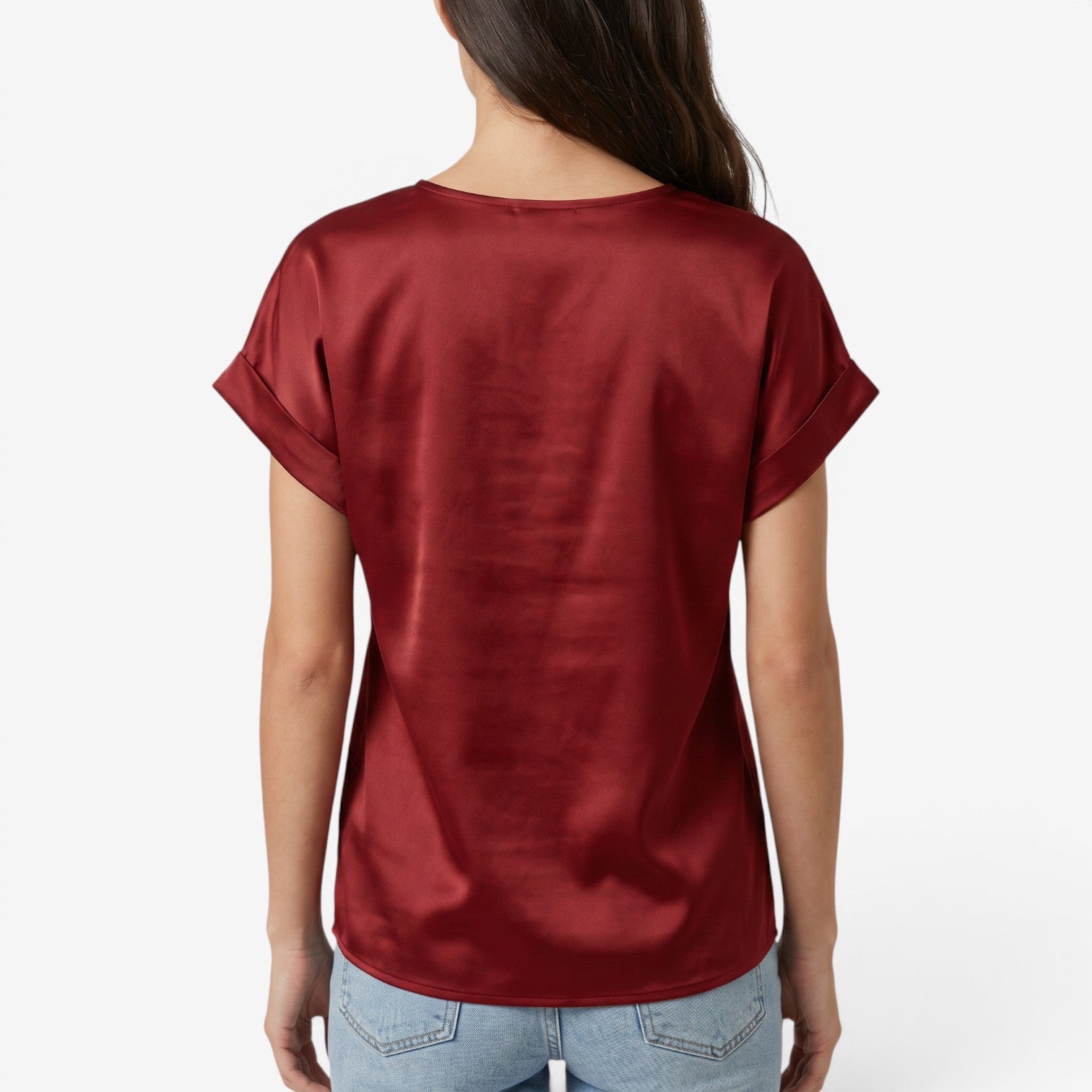 Blusa Satinada de Manga Murciélago para Mujer