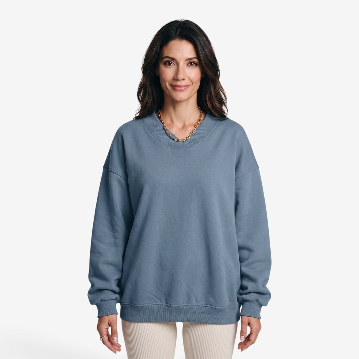 Sudadera Oversize con Cuello de Pico para Mujer