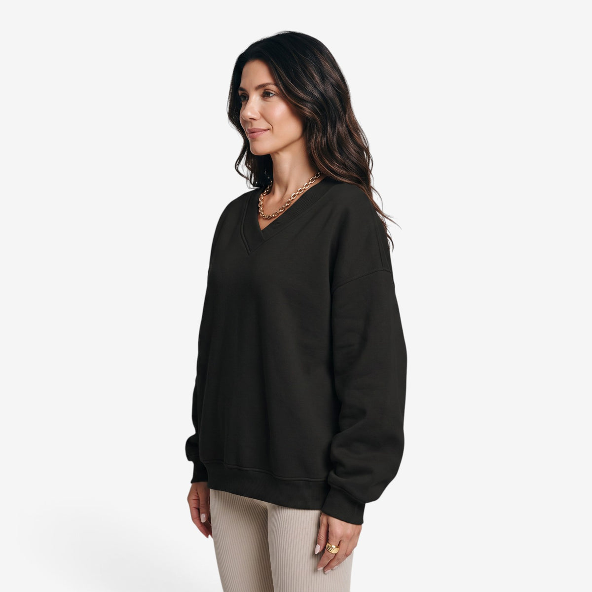 Sudadera Oversize con Cuello de Pico para Mujer