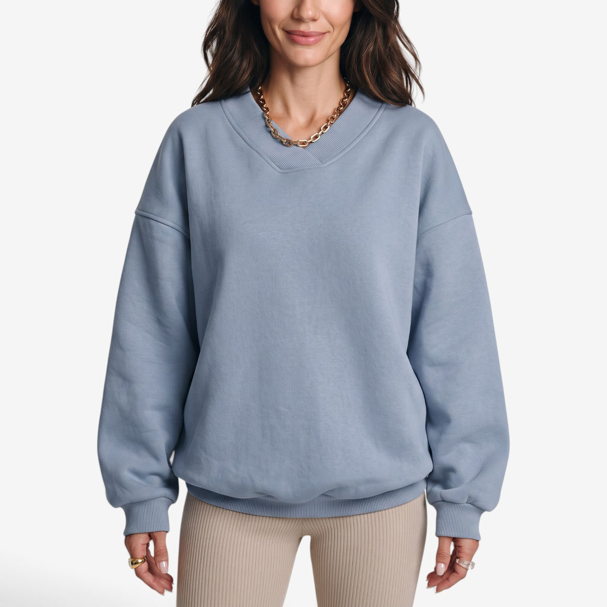 Sudadera Oversize con Cuello de Pico para Mujer