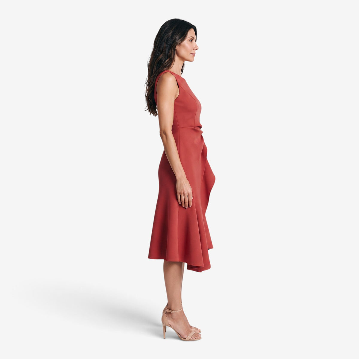 Vestido Midi con Nudo en la Cintura para Mujer