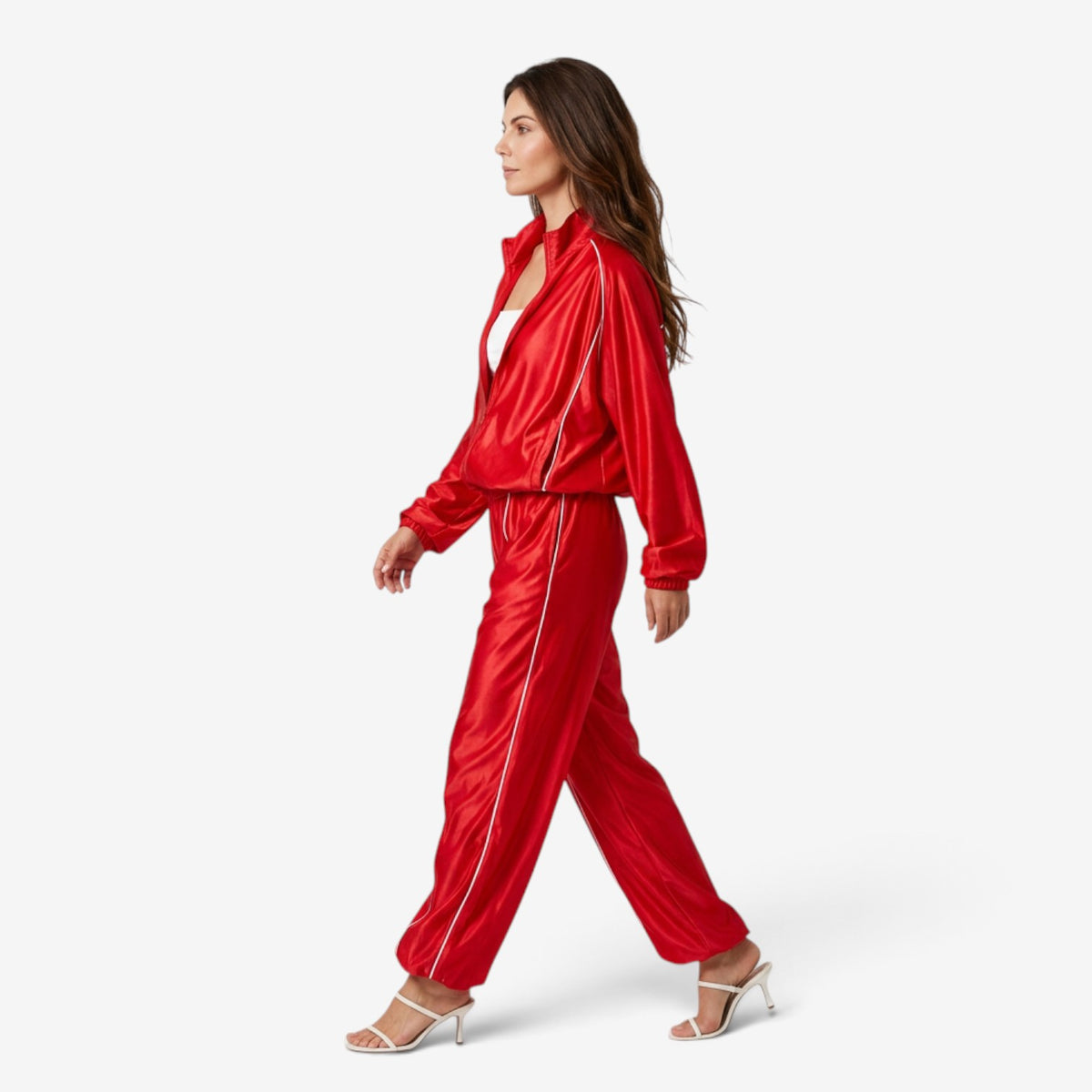 Conjunto Deportivo Satinado con Ribetes para Mujer
