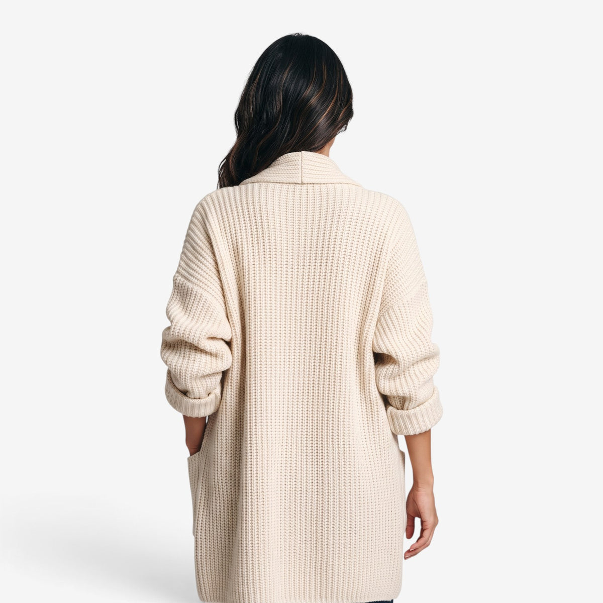 Cárdigan Largo de Punto con Bolsillos para Mujer