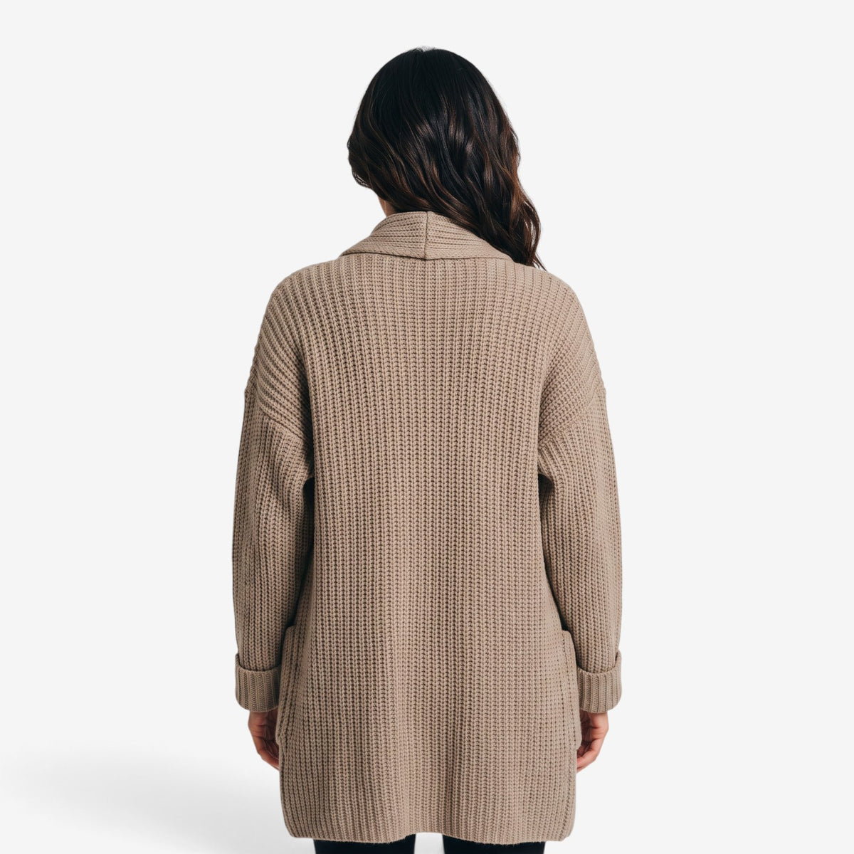 Cárdigan Largo de Punto con Bolsillos para Mujer