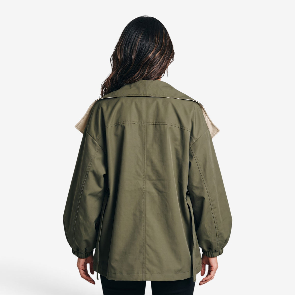 Gabardina Corta con Contraste para Mujer