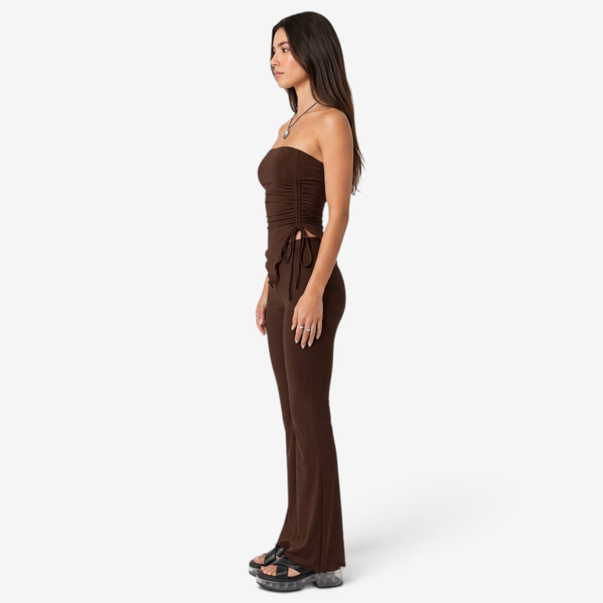 Conjunto Bandeau con Pantalón Acampanado para Mujer