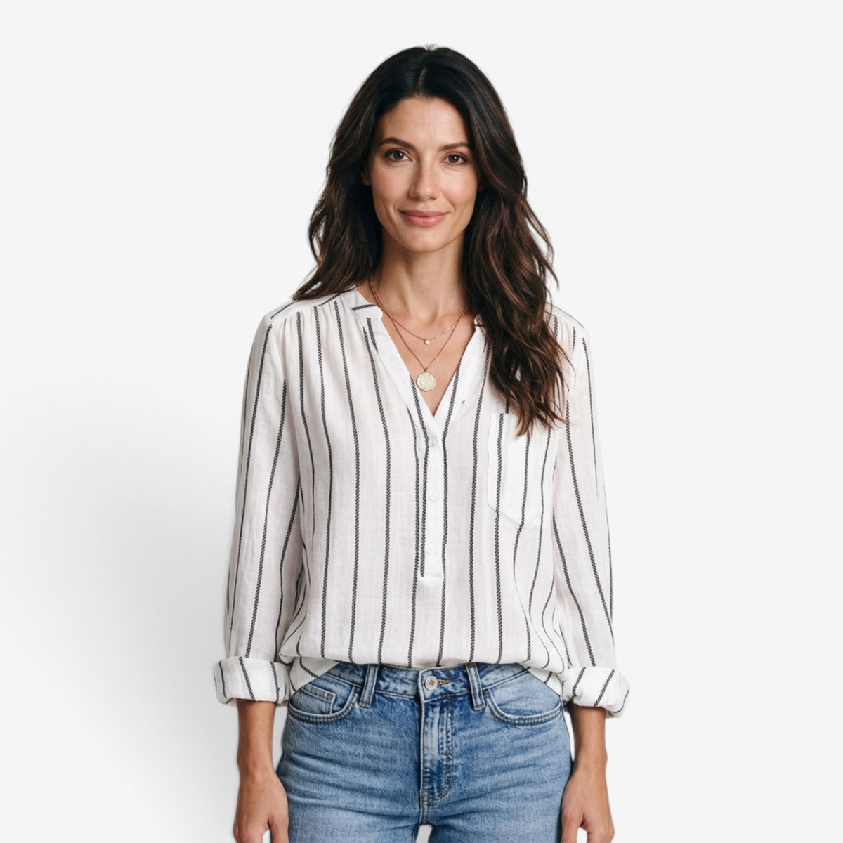Camisa de Rayas Verticales para Mujer