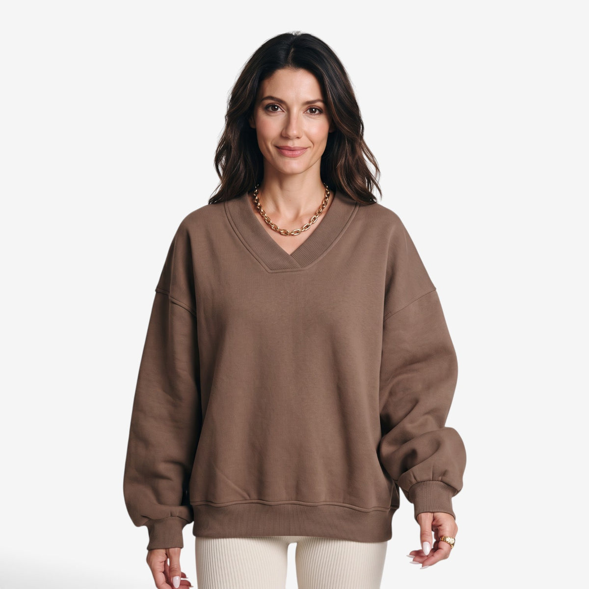 Sudadera Oversize con Cuello de Pico para Mujer