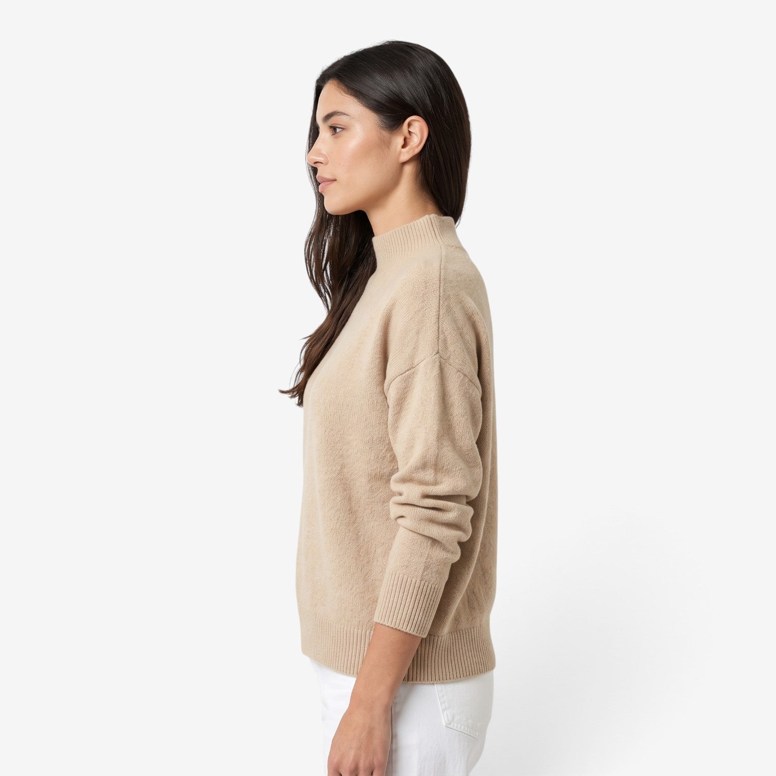 Jersey de Punto Liso con Cuello Alto para Mujer