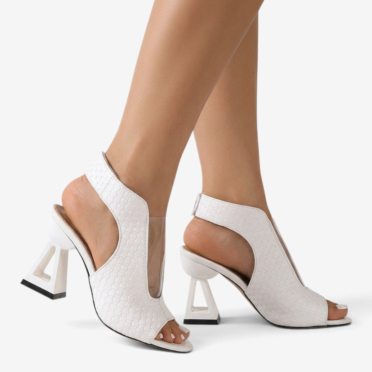 Sandalias Metalizadas con Tacón Geométrico para Mujer