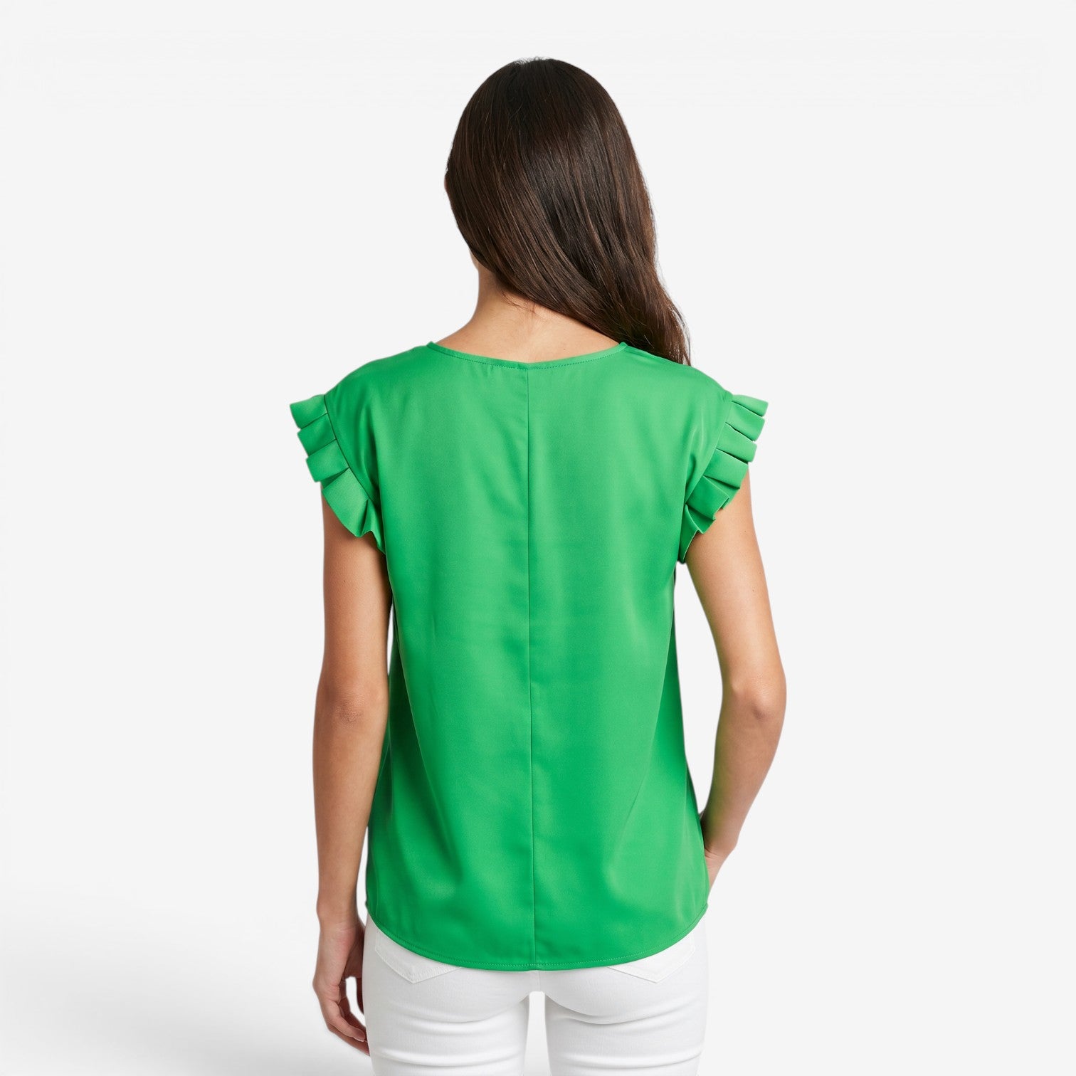 Blusa Plisada de Cuello Redondo