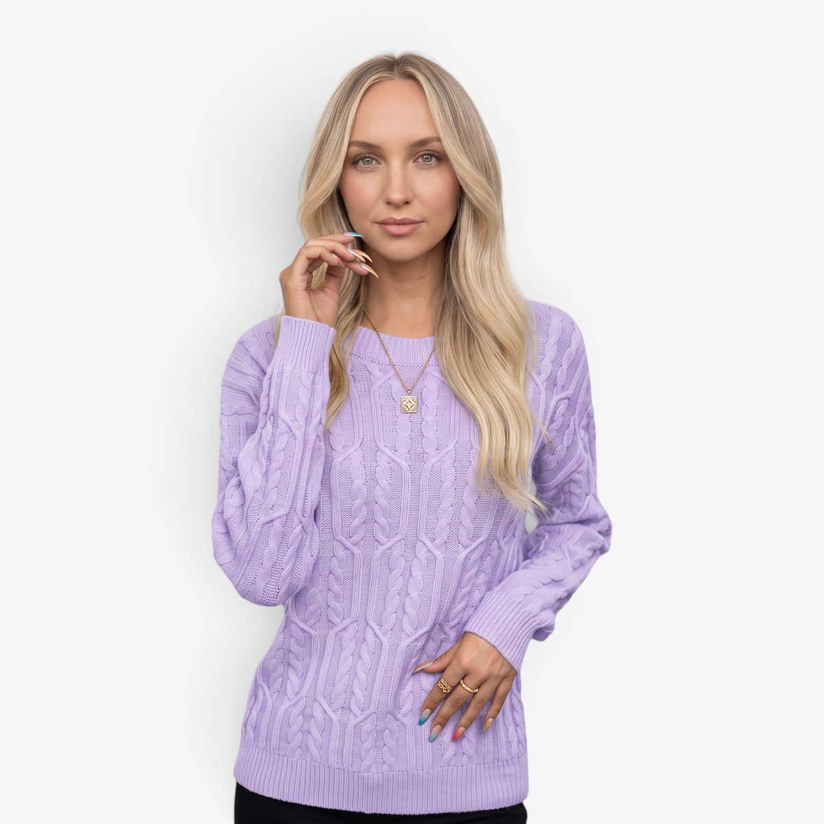 Jersey de Punto de Cuello Redondo para Mujer