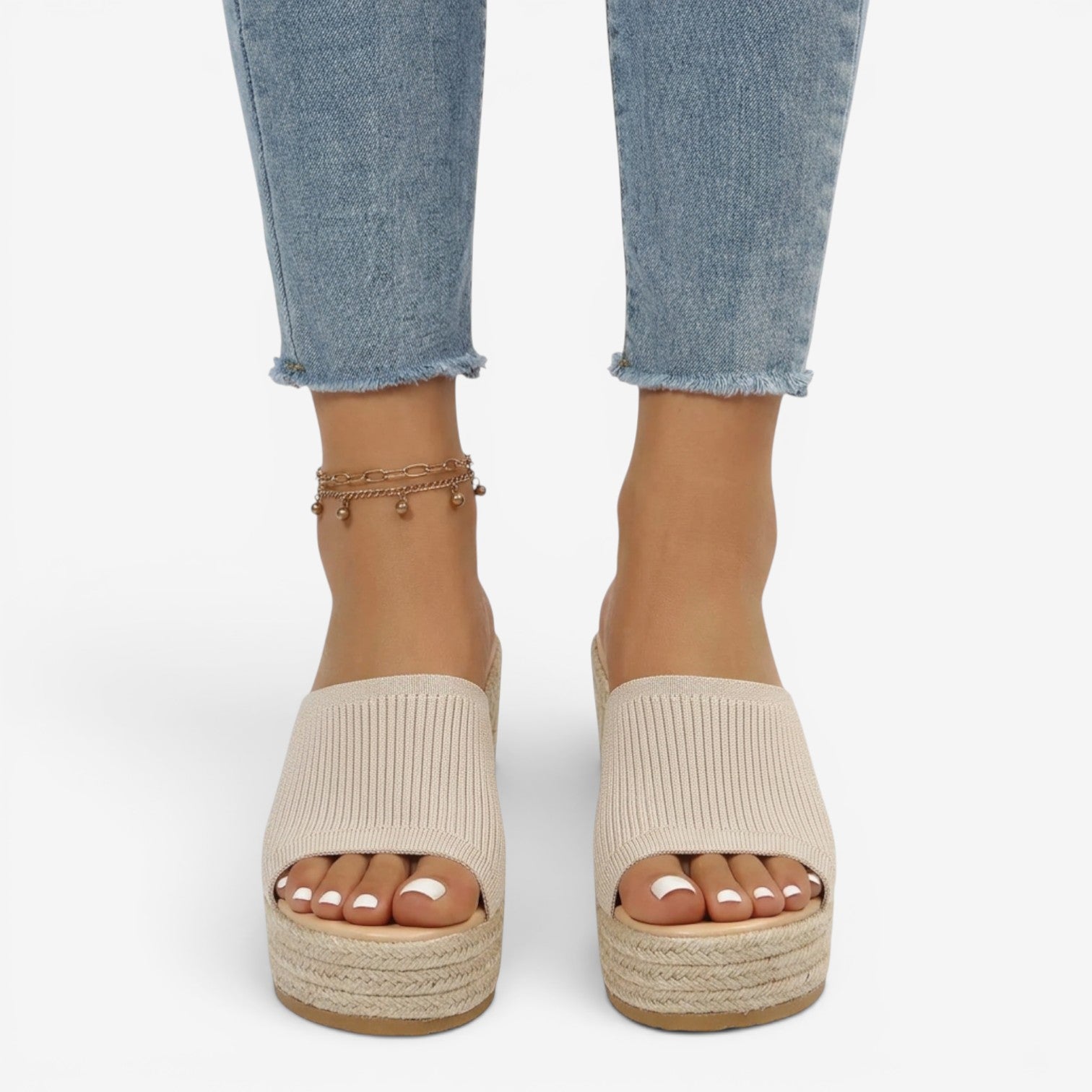 Sandalias de Cuña Peep Toe Mujer