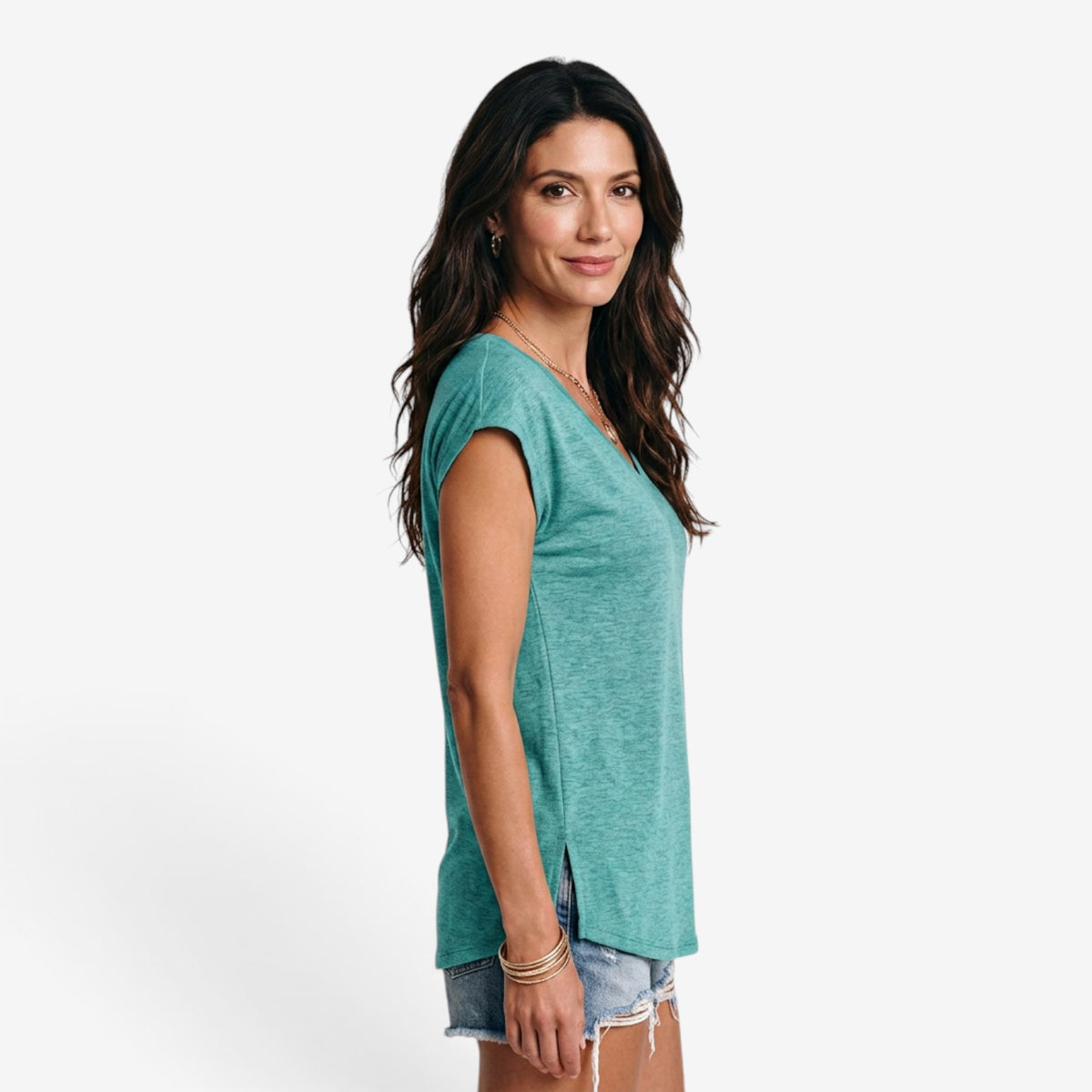 Camiseta Holgada con Cuello en V para Mujer