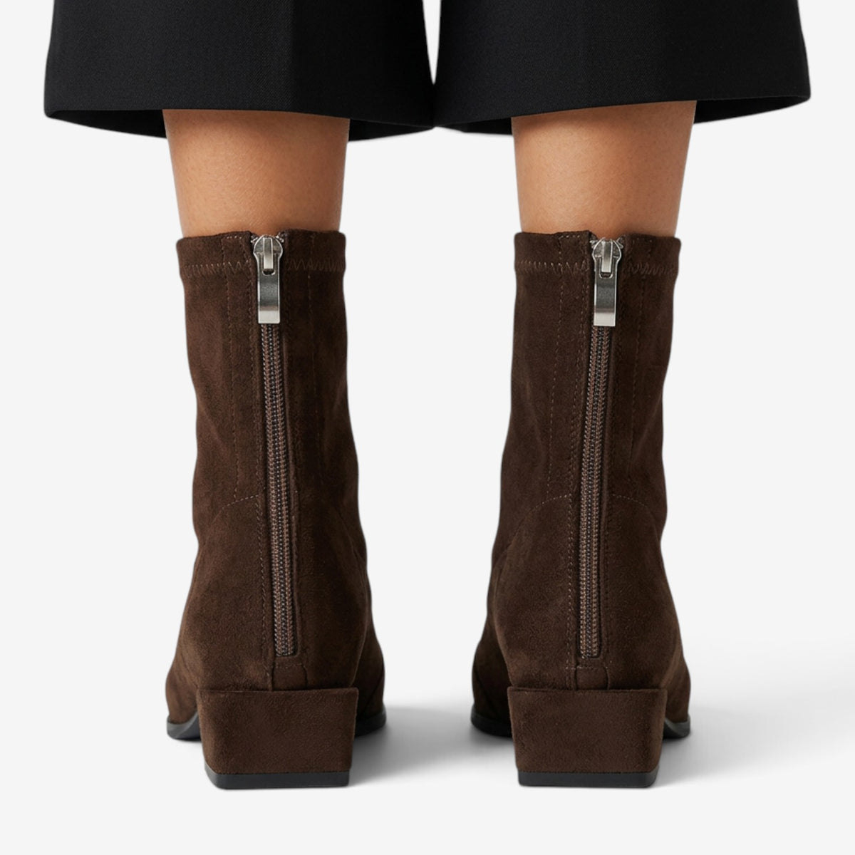 Botines de Ante con Punta Fina para Mujer