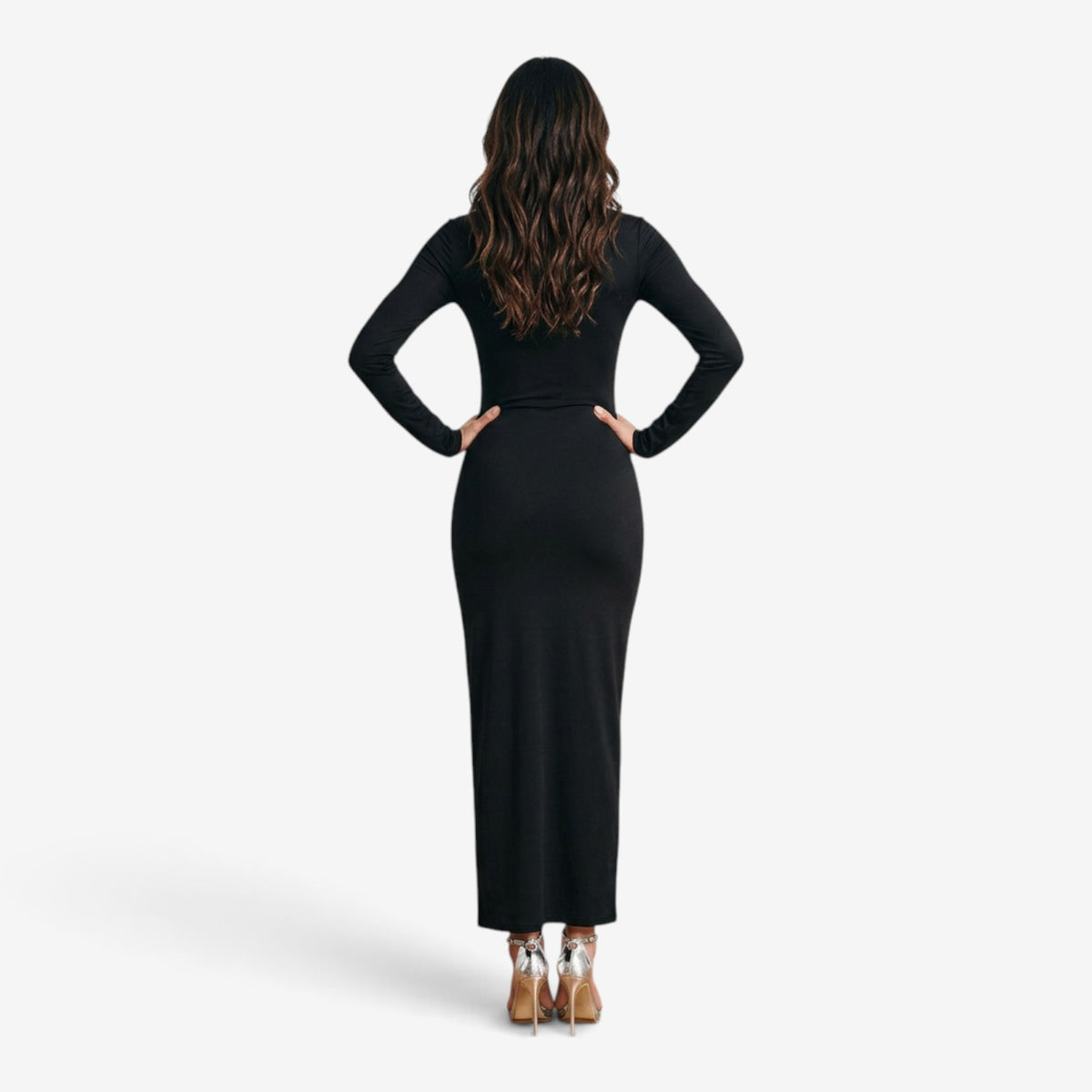 Vestido Midi Fruncido con Abertura para Mujer