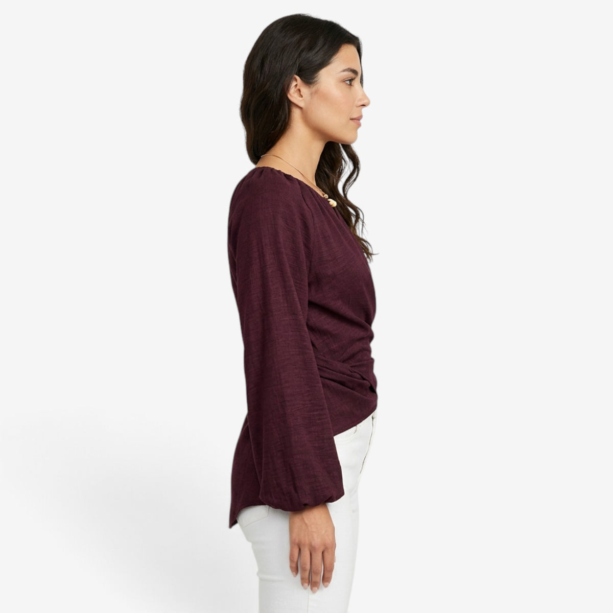 Blusa Cruzada con Bajo Asimétrico para Mujer
