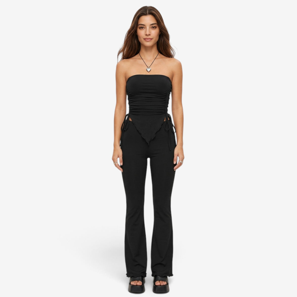 Conjunto Bandeau con Pantalón Acampanado para Mujer