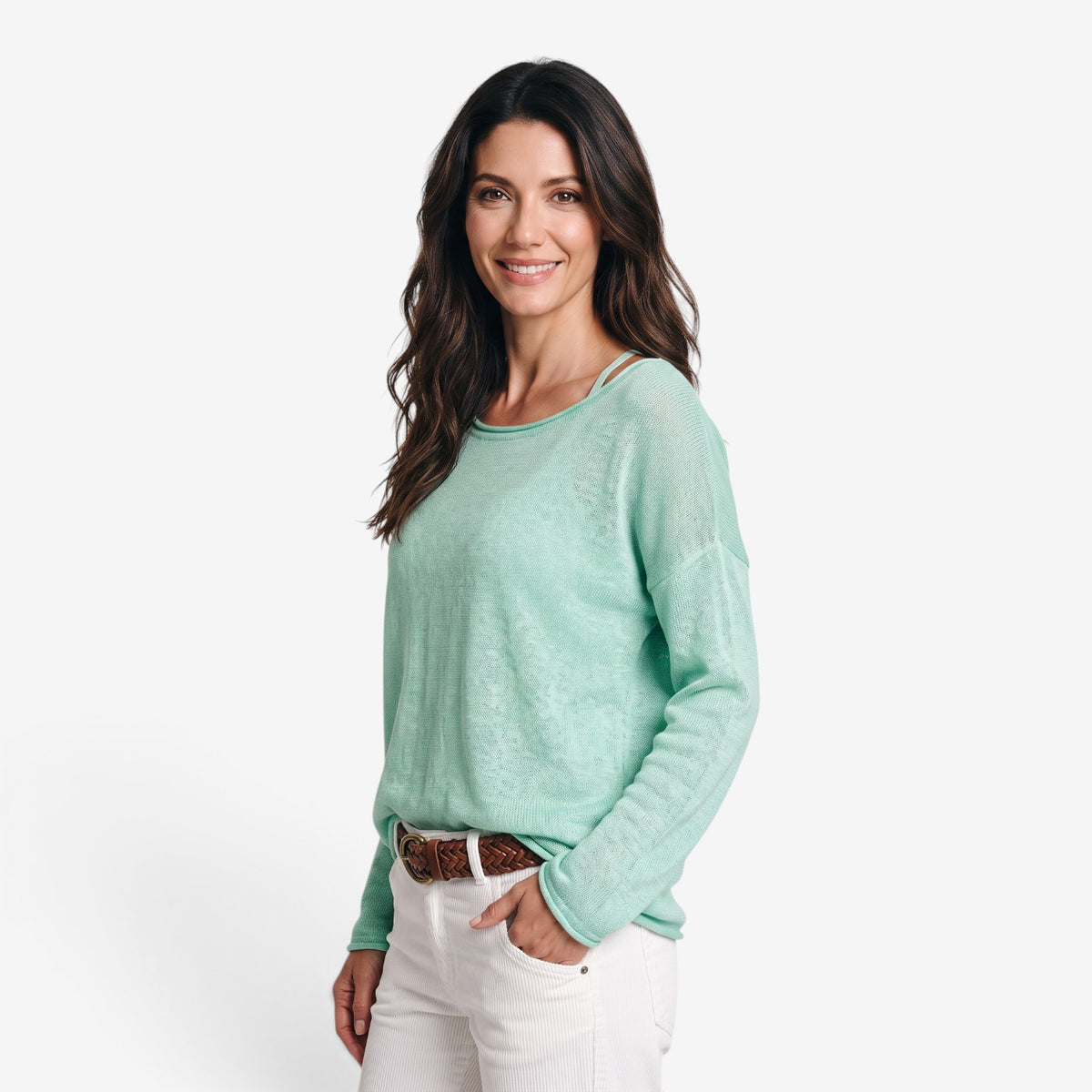 Jersey Ligero de Cuello Amplio para Mujer