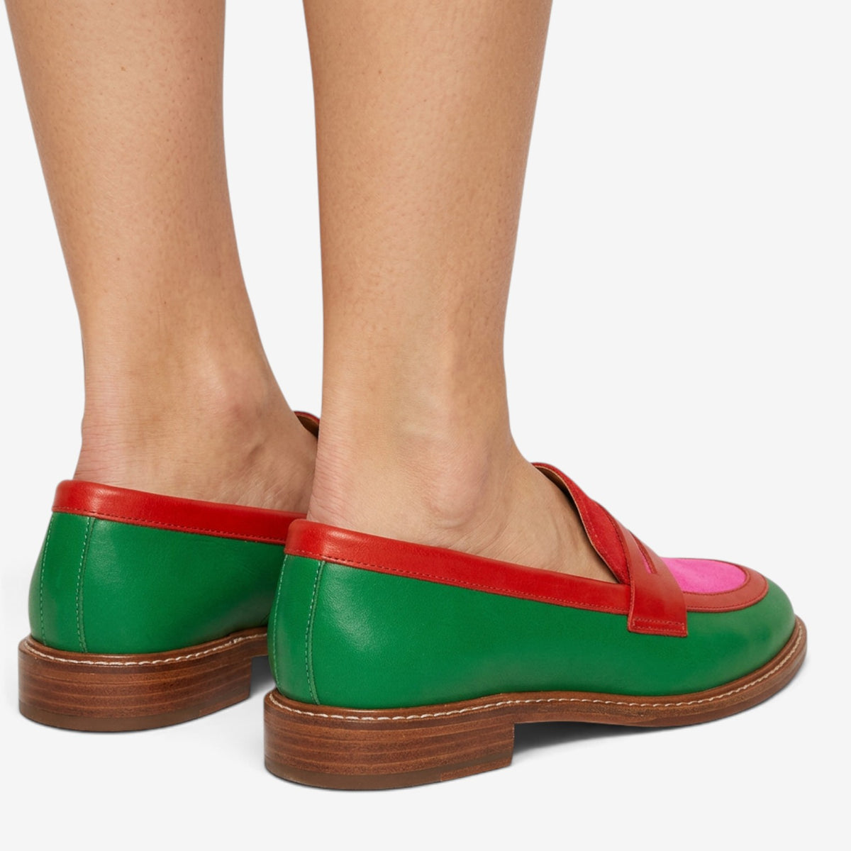 Mocasines Color Block de Punta Redonda para Mujer