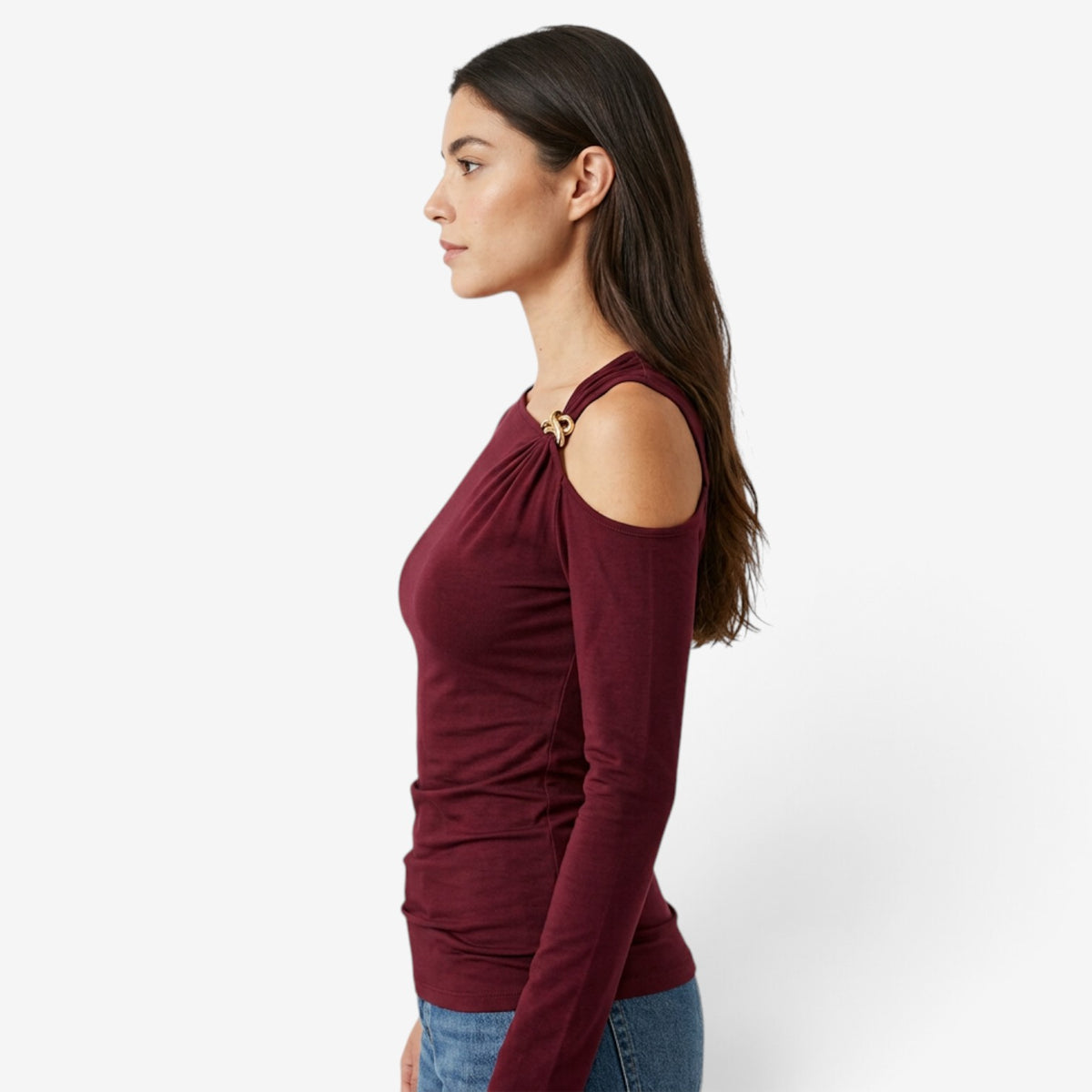 Top Asimétrico con Detalle Metálico para Mujer
