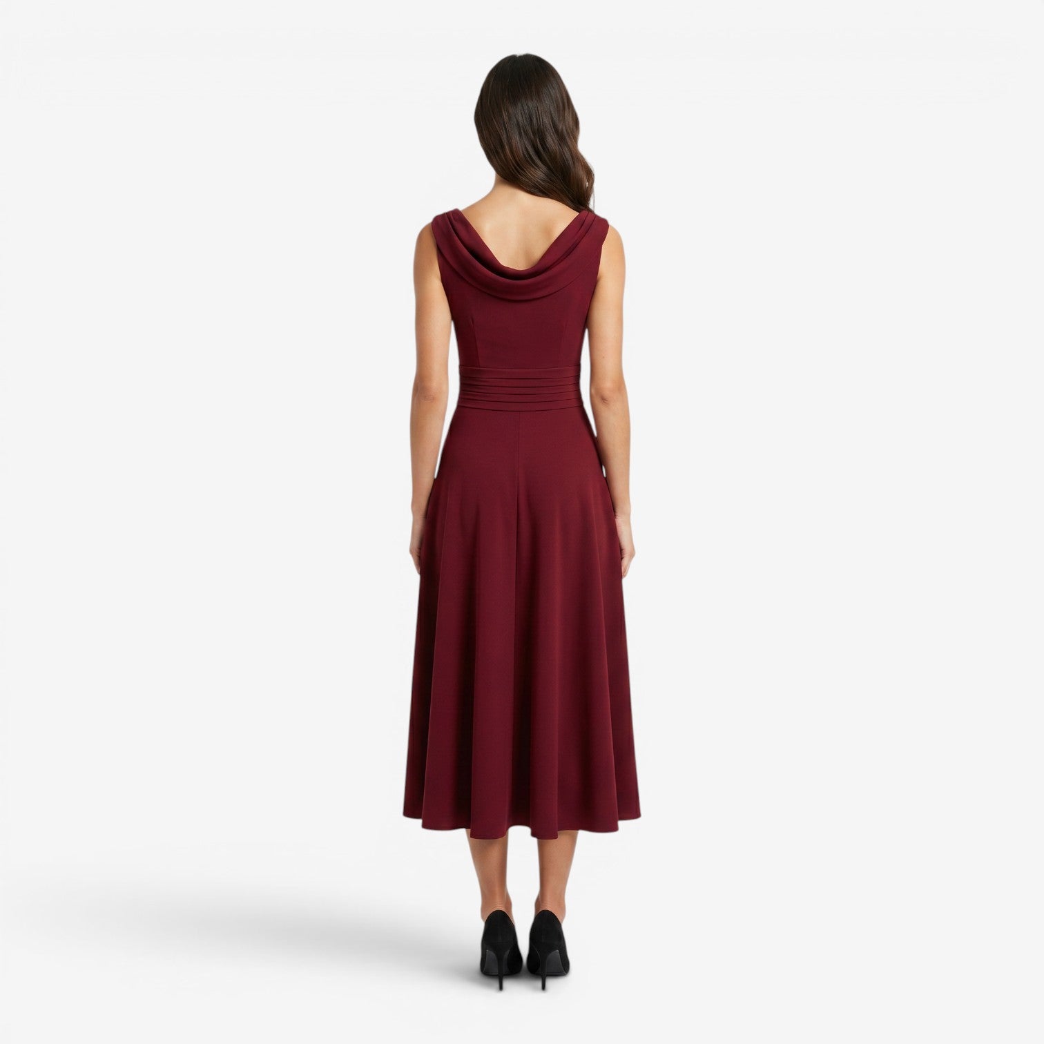 Vestido de Gasa con Escote Barco