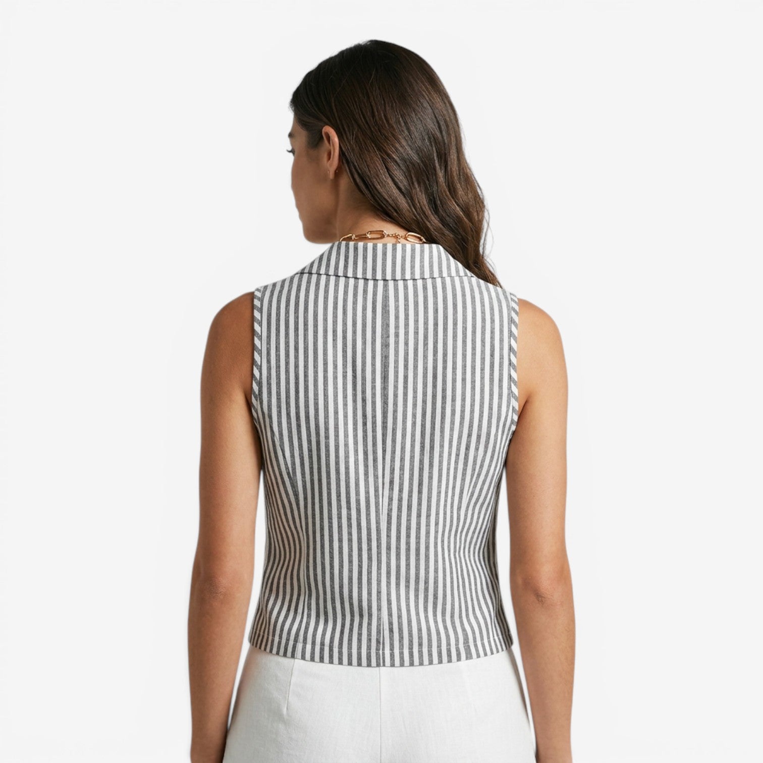 Blusa de Rayas con Bajo Asimétrico para Mujer